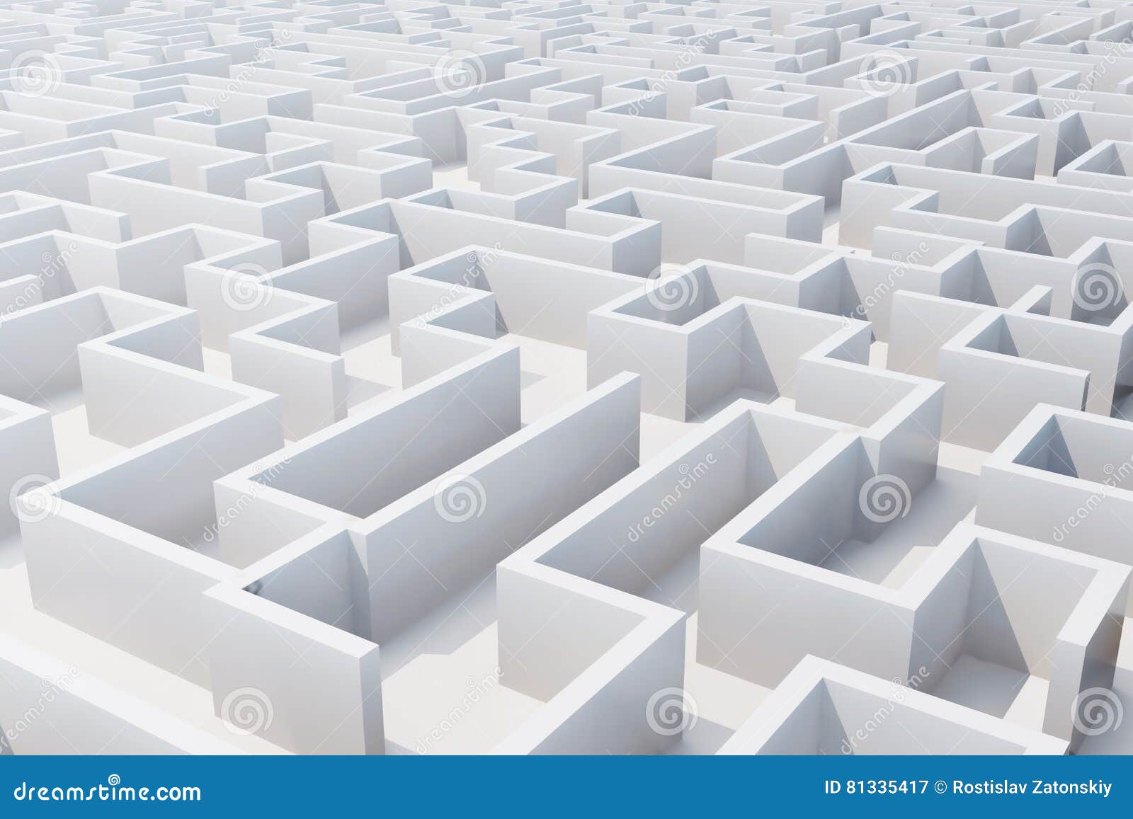 top view of white labyrinth. 3d rendering
