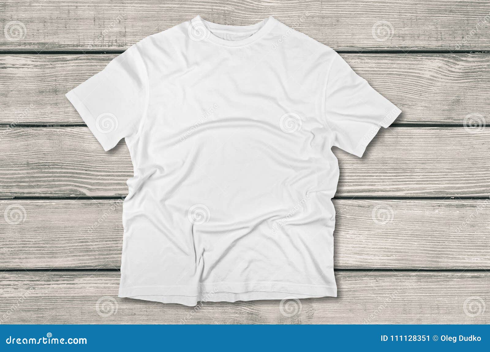 Top View of White T-Shirt on Wooden Background Stock Image - Image of  blank, cloth: 111128351