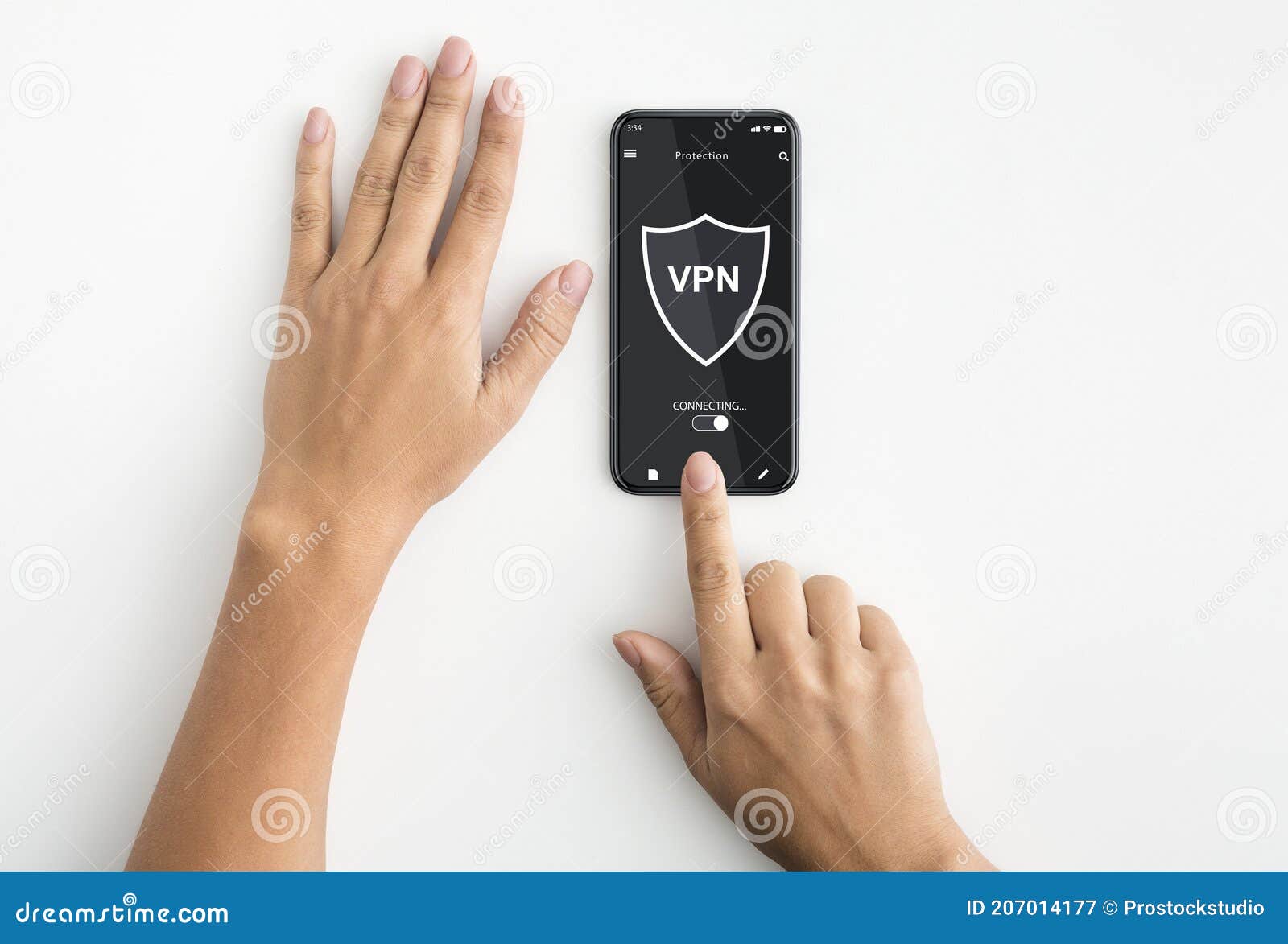Top View of Woman Using Smartphone with Vpn App Stock Image - Image of  business, guard: 207014177