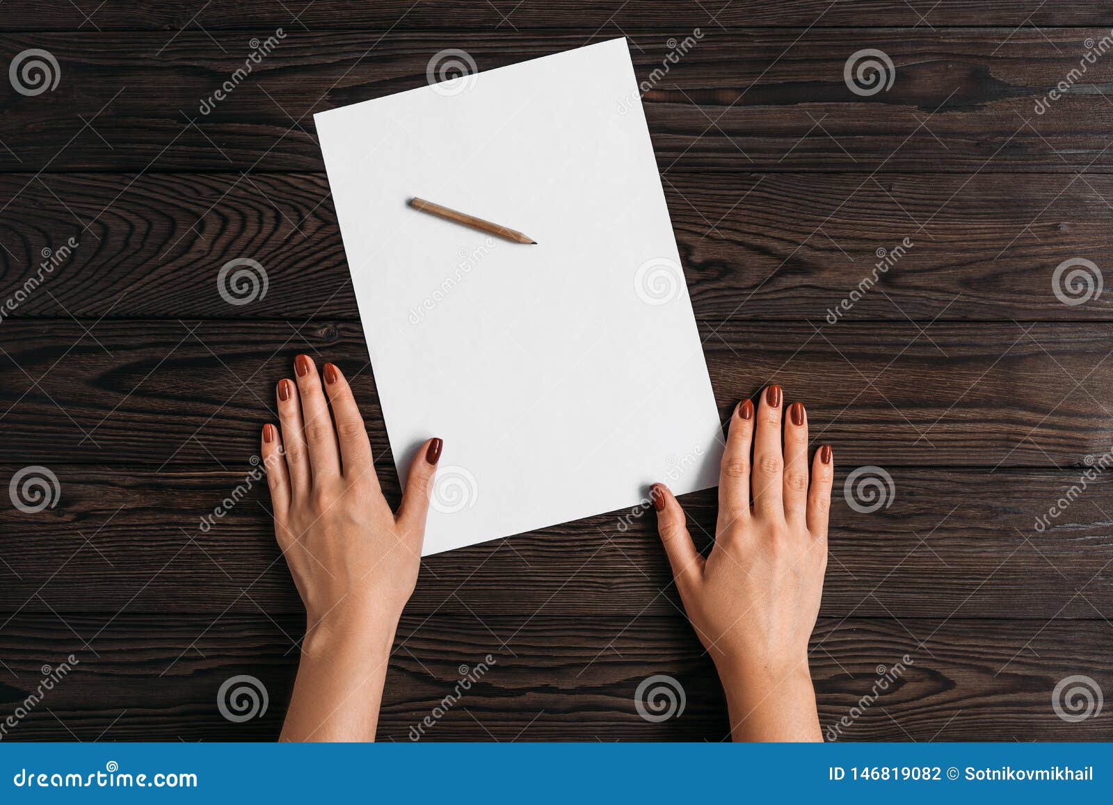 Top View of Women`s Hands, Ready To Write Something on an Empty Piece ...