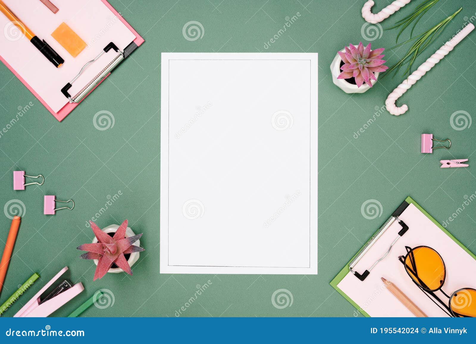 top view workspace mockup for two with clipboards
