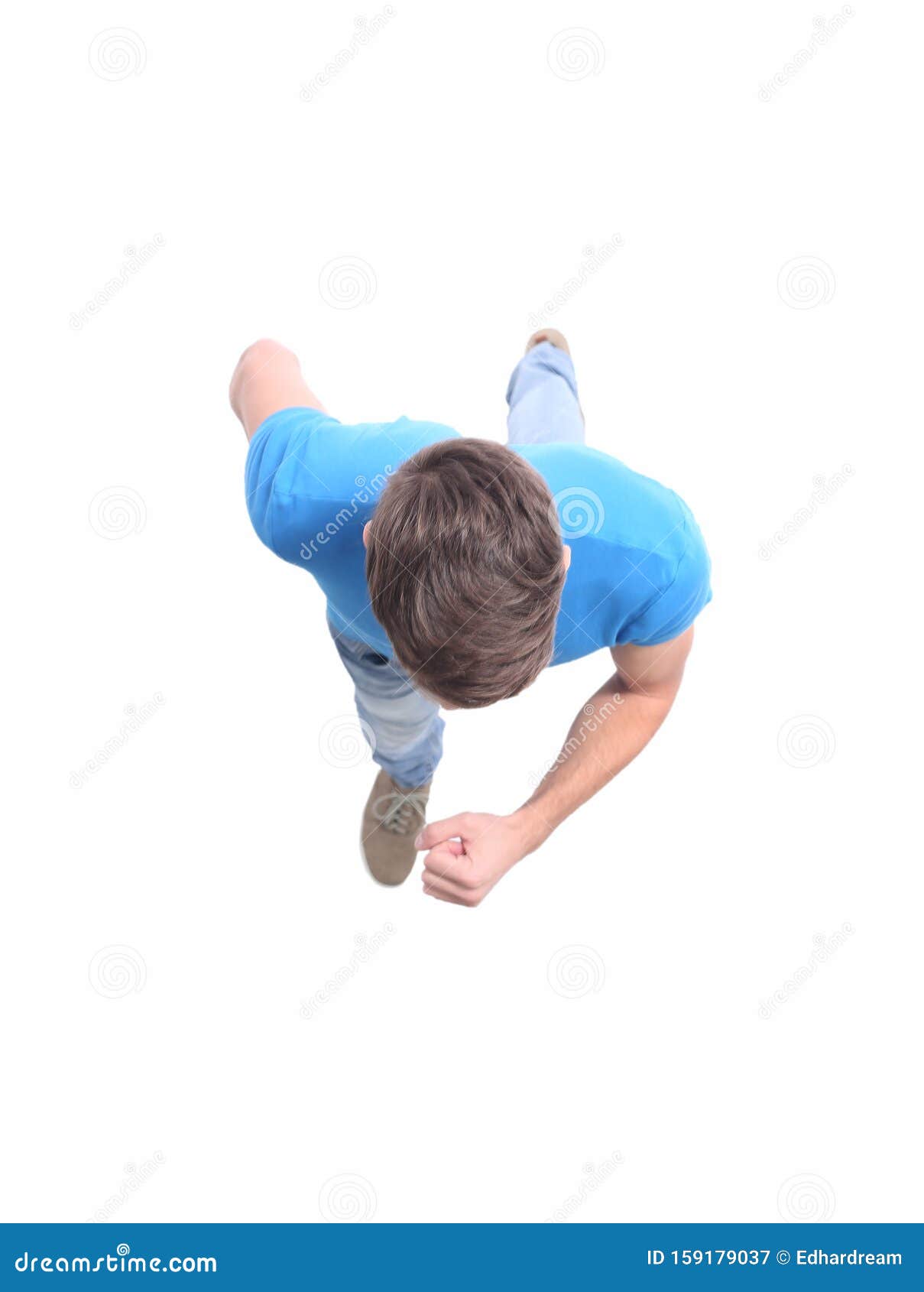 Top View. Young Man Stepping Forward Stock Image - Image of handsome ...