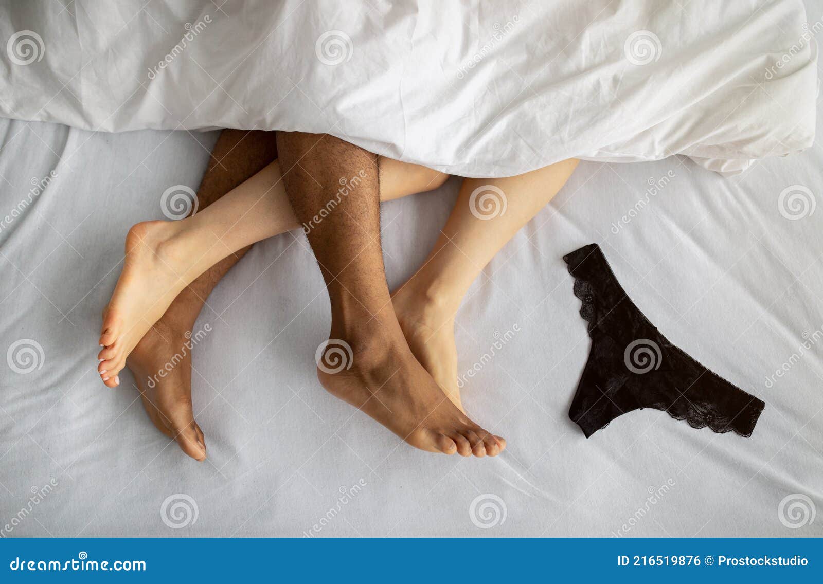 Body Part. Couple Feel Romantic In Bedroom, Man Use Foot Take Off Panties  For Her. Sex Concept. Stock Photo, Picture and Royalty Free Image. Image  146219480.