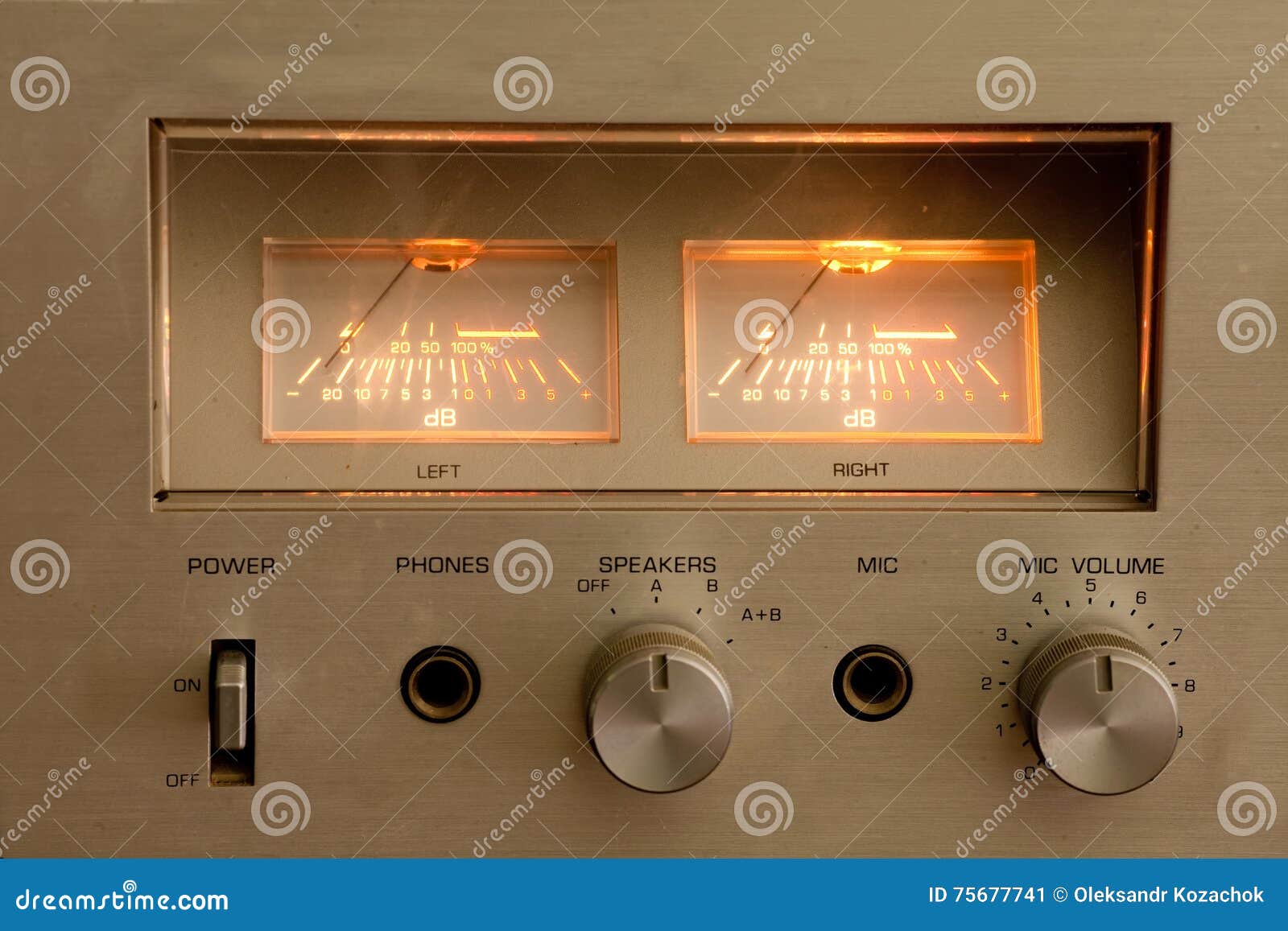 Top Of Vintage Hi Fi Stereo Amplifier Wooden Cabinet Stock Image