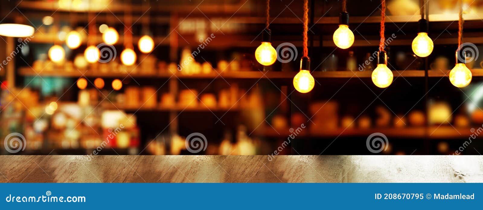 Top of Wood Table with Lamp Light of Bar or Pub in Dark Night Party  Background Stock Image - Image of lamp, illuminated: 208670795