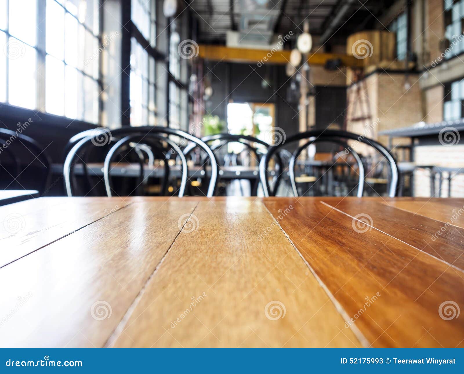 Top of Wooden Table and Chairs with Restaurant Interior Background Stock  Image - Image of bottle, night: 52175993