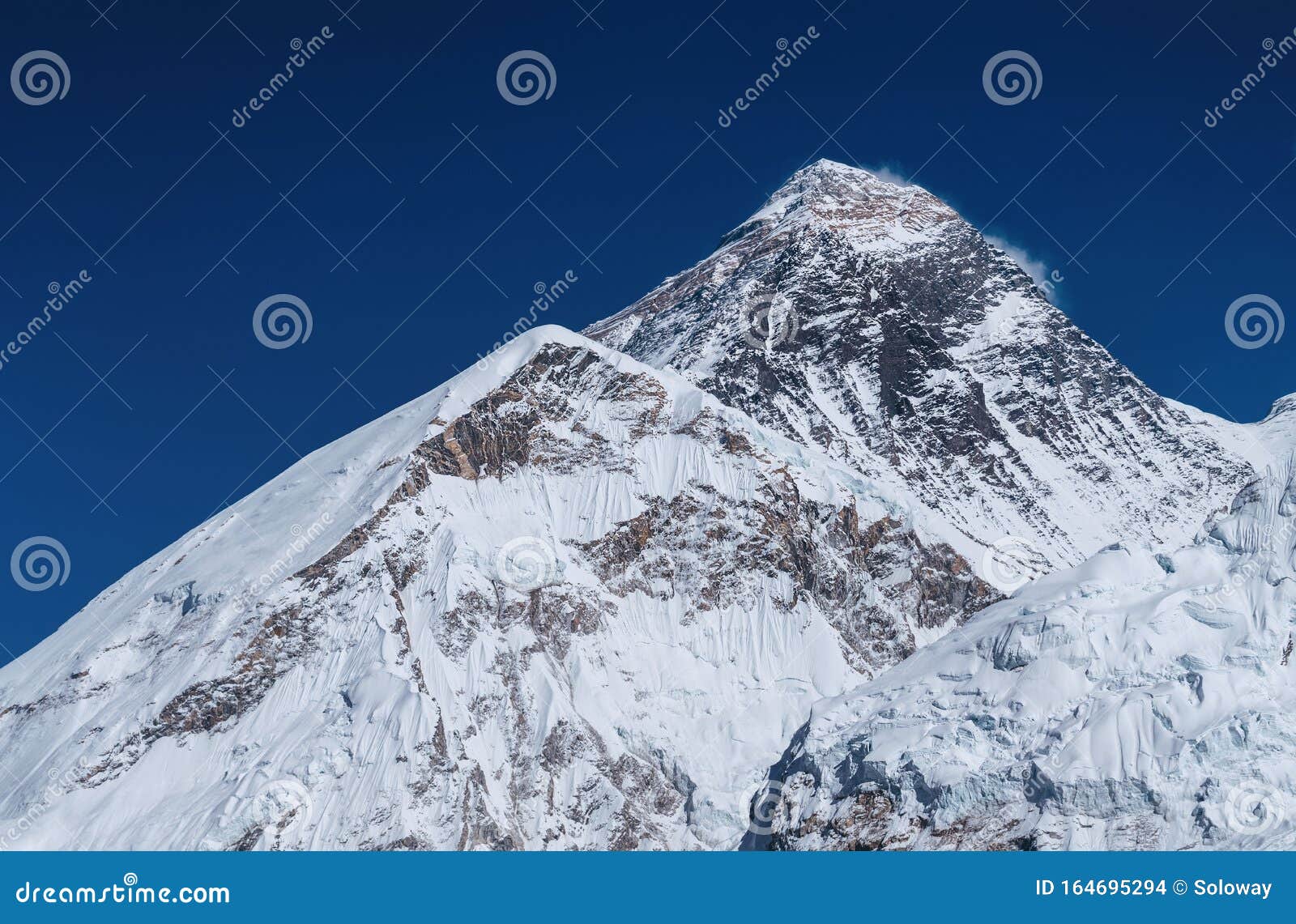 top of the world - south-west face of mount everest or sagarmatha or chomolungma or zhumulangma 8848m view from kala patthar
