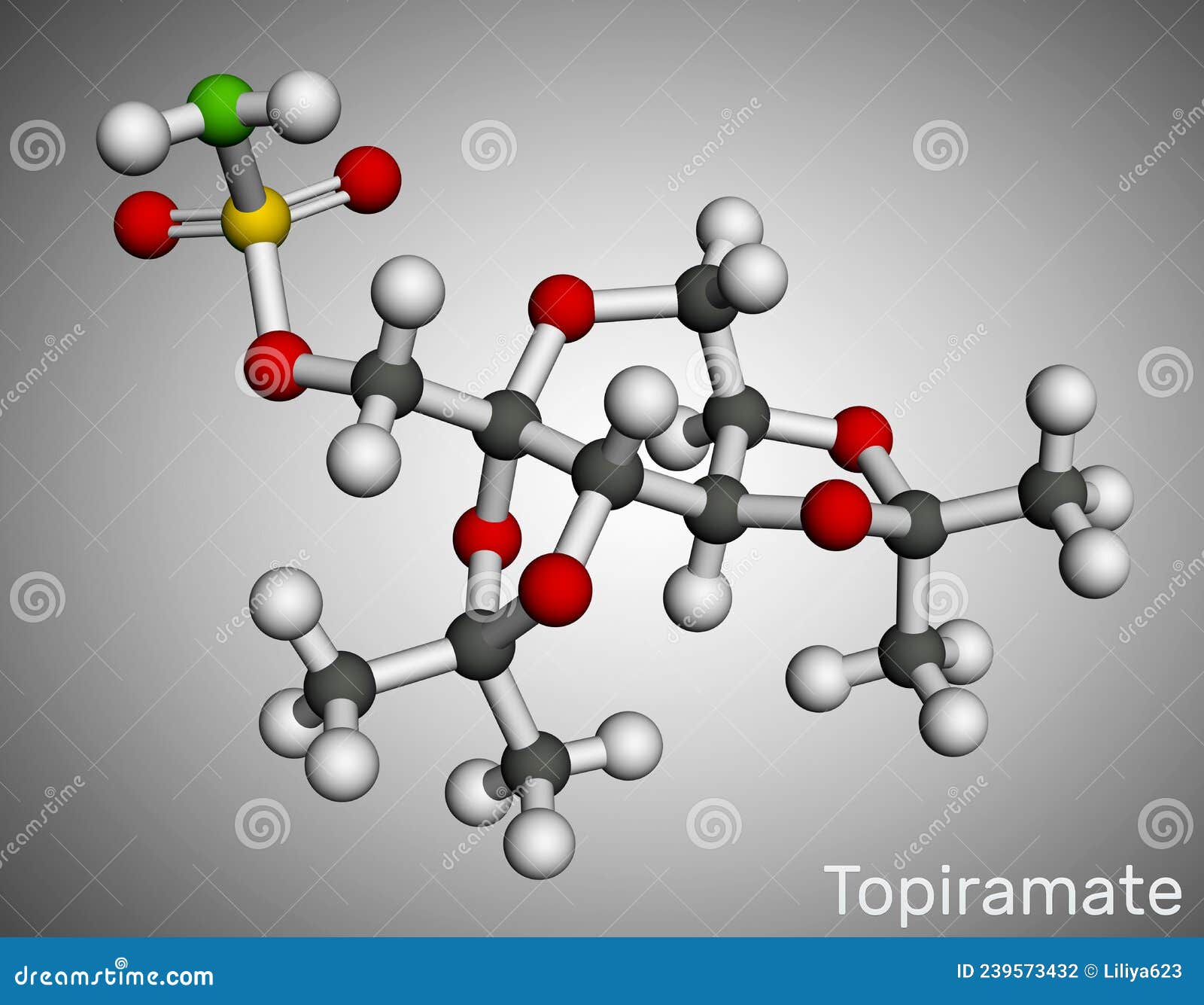 topiramate molecule. it is sulfamate-substituted monosaccharide, anticonvulsant, antiseizure drug used in the control of epilepsy