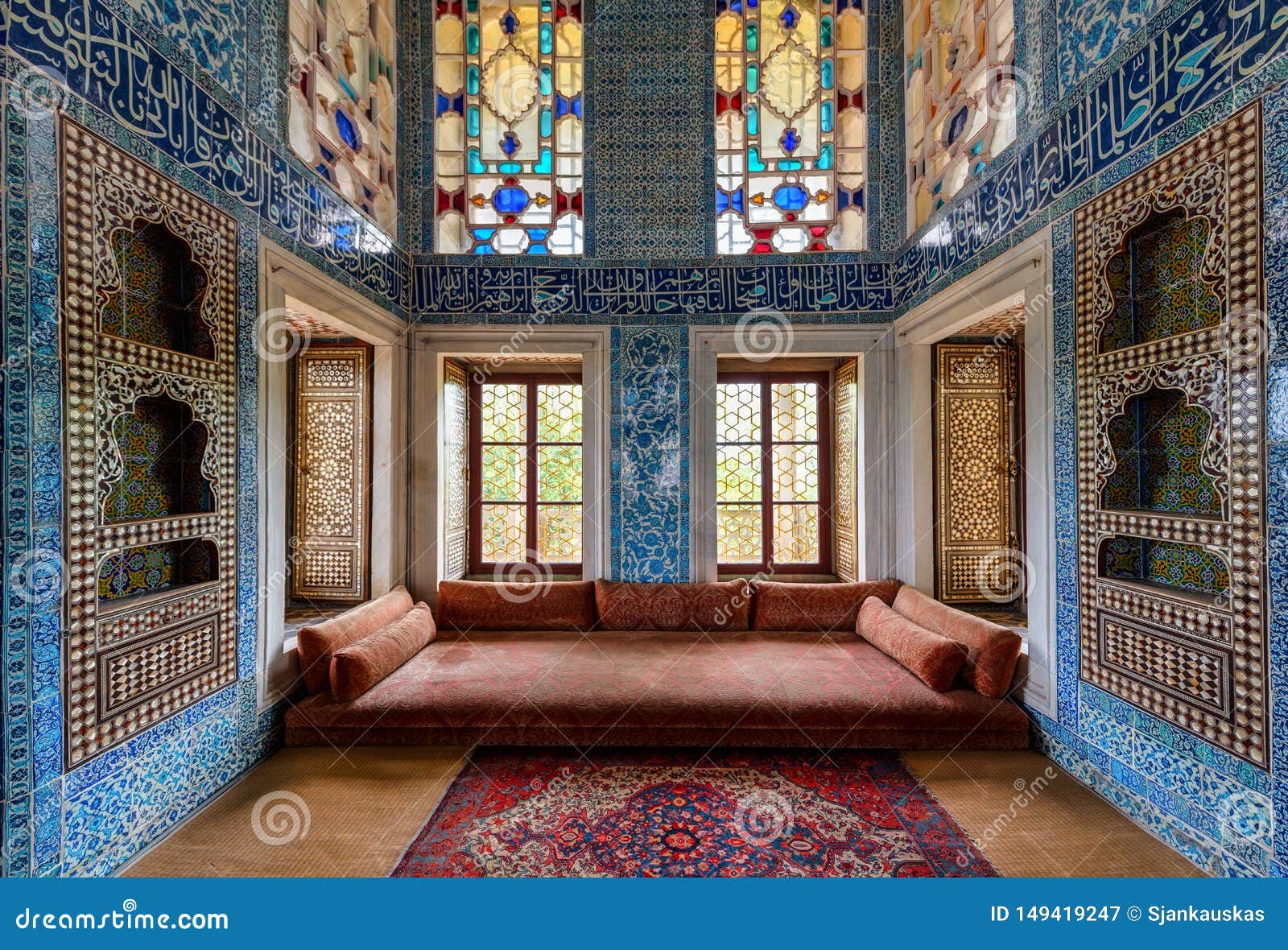 topkapi palace interior, mosaic tiled walls, istanbul turkey