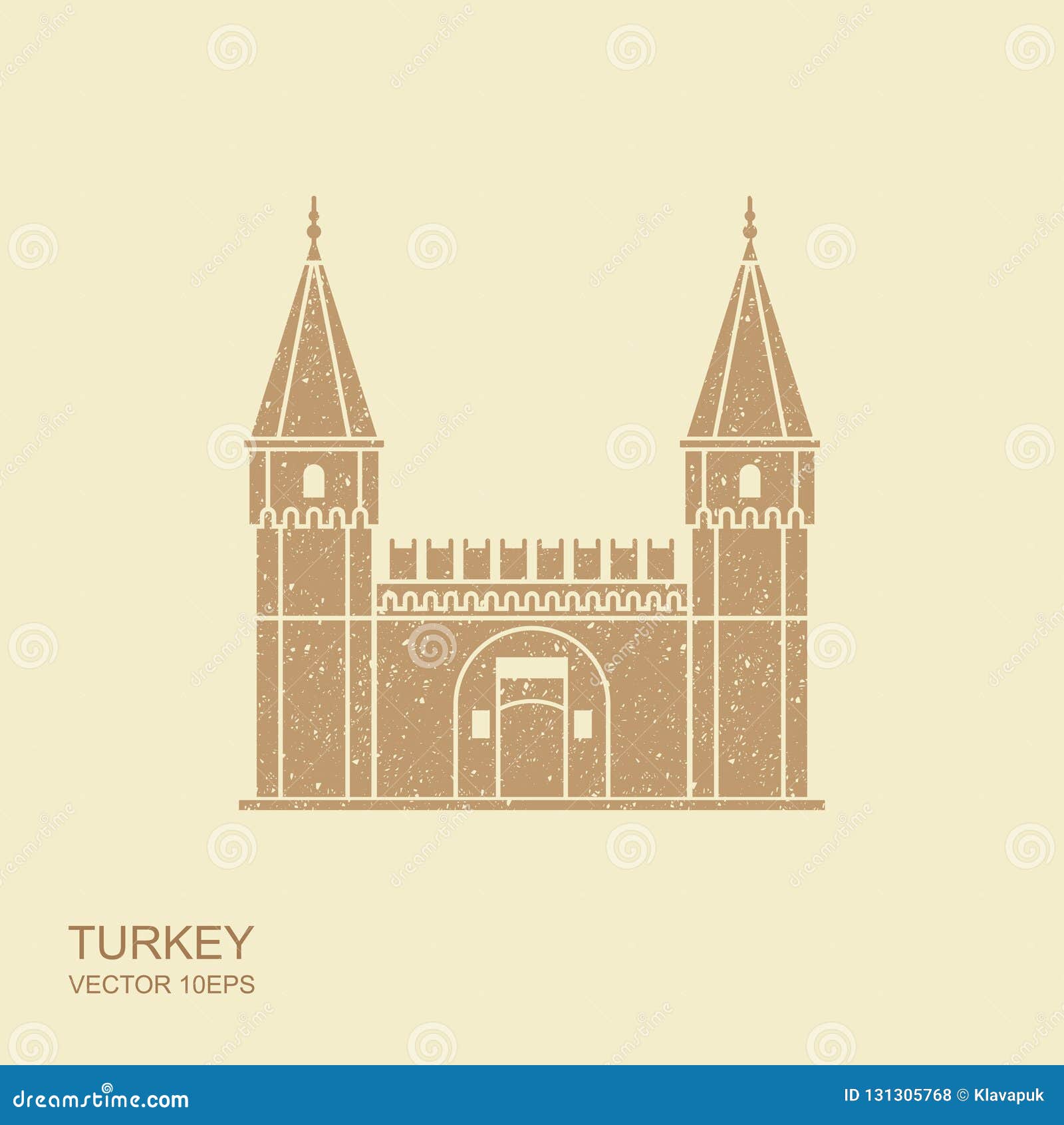 Topkapi slott, port av hälsningen, Istanbul, Turkiet Plan illustration med hasad effekt. Topkapi slott, port av hälsningen, Istanbul, Turkiet Plan symbol med hasad effekt