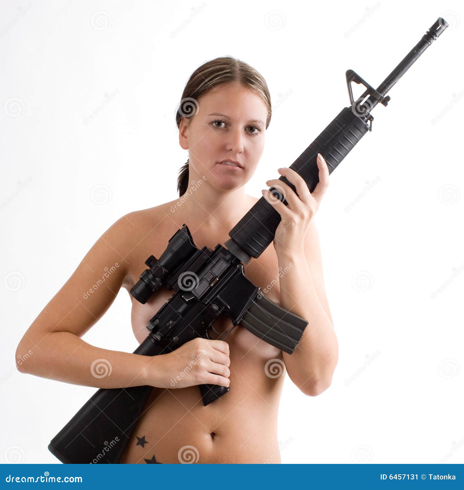 Topless Women Shooting Guns