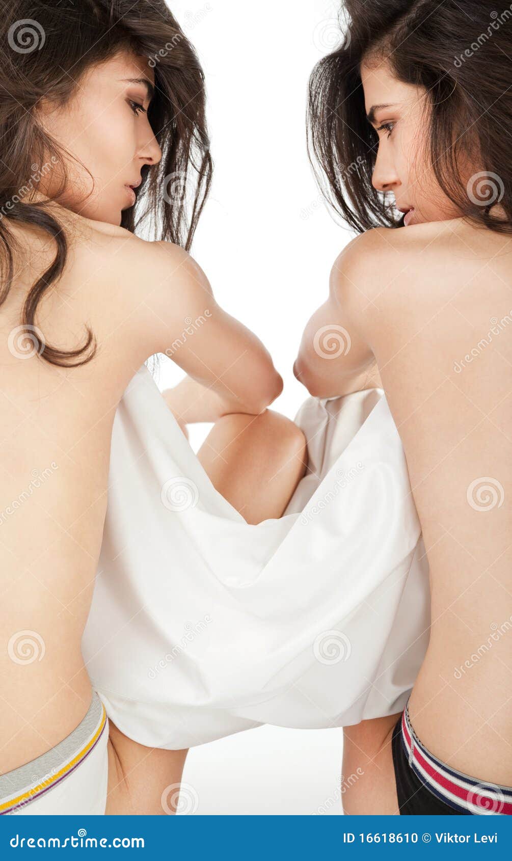 Topless Twin Girls