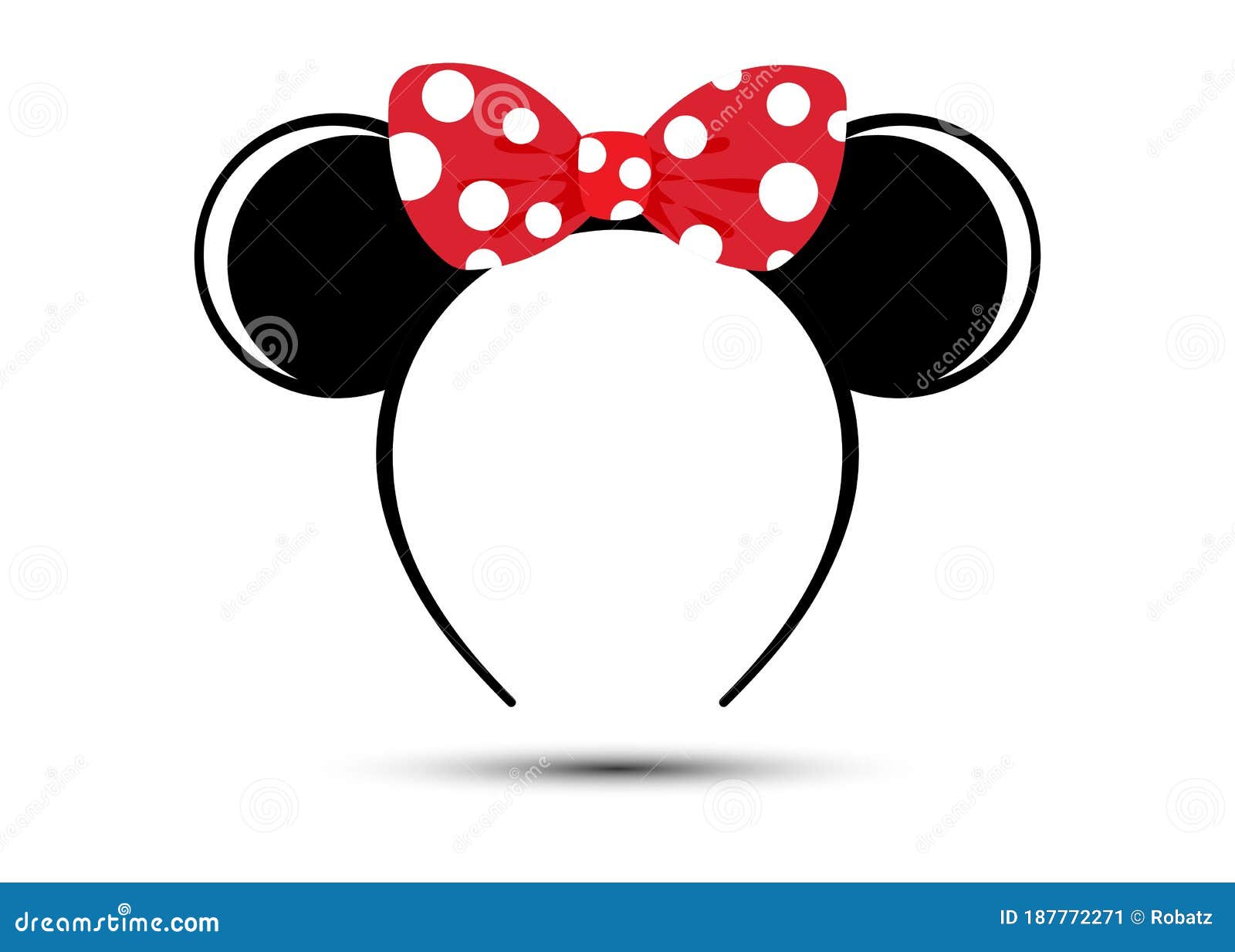 Perfect Minnie Mouse Ears with Red Bow Headband Vector Isolated on ...