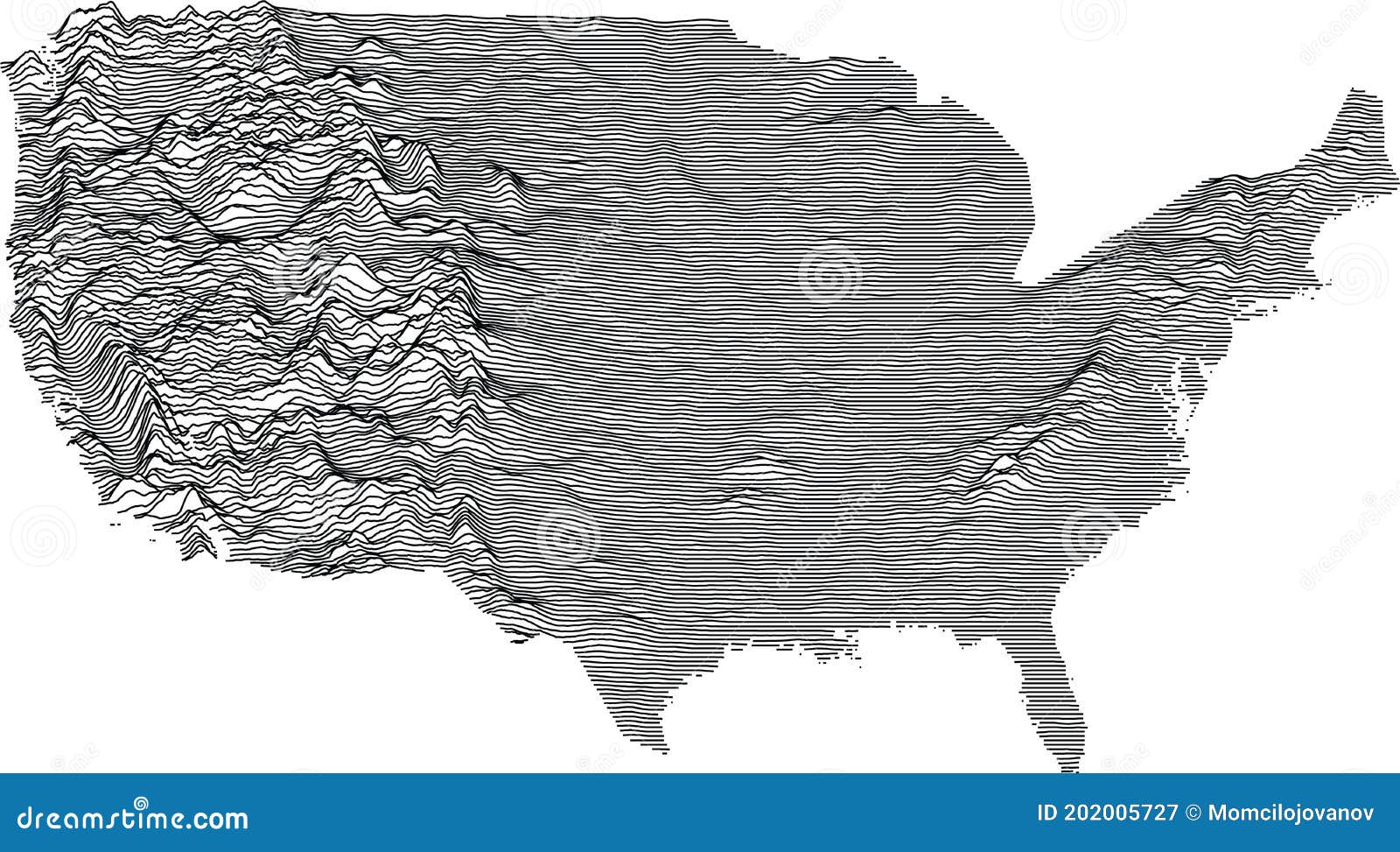 Topographic Map Of The United States Of America Stock Vector