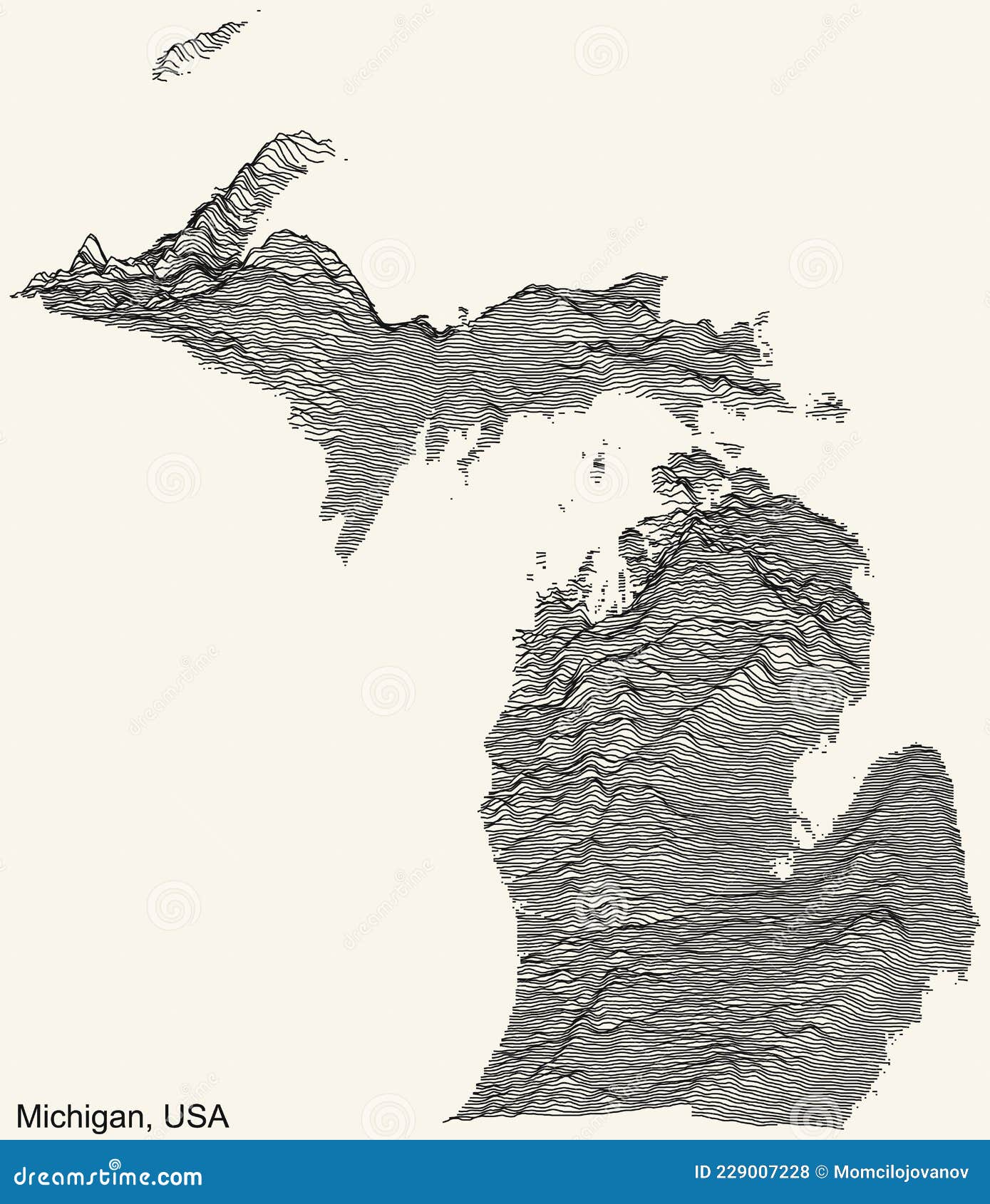 Light Topographic Map of Michigan, USA Stock Vector - Illustration of