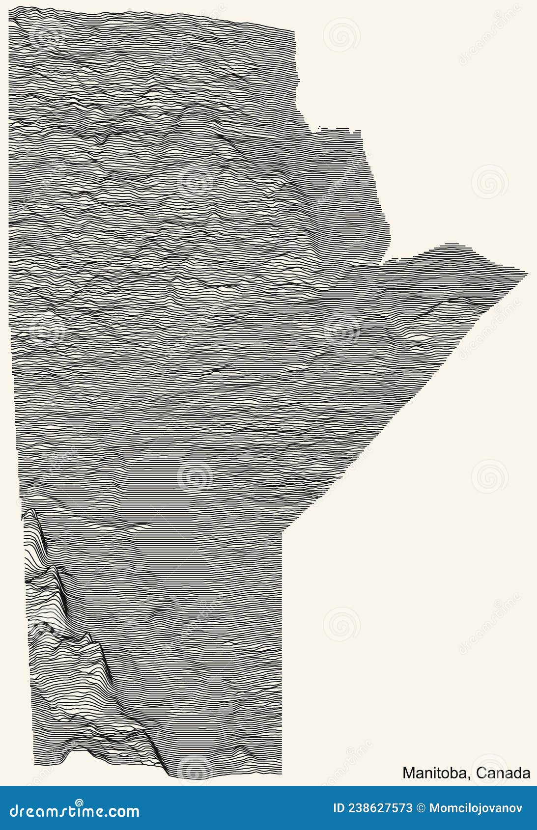 Topographic Relief Map of MANITOBA, CANADA Stock Illustration