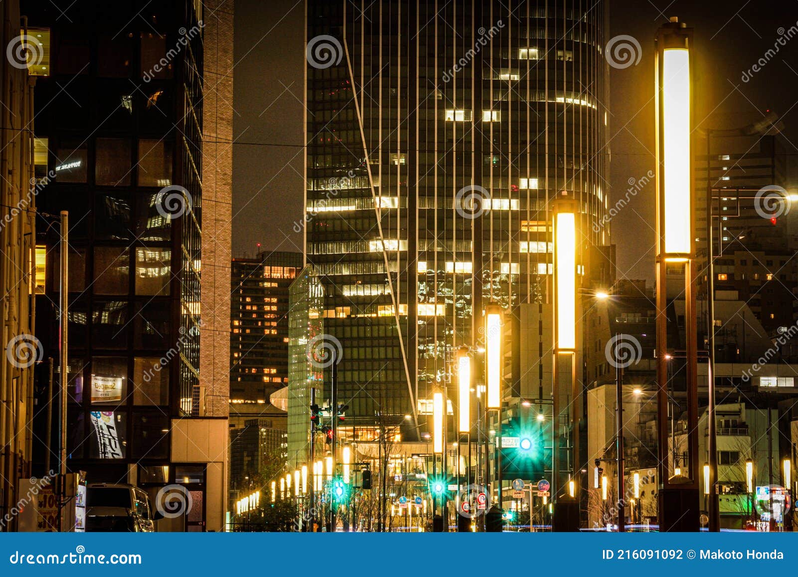 toranomon hills night view seen from the back alley