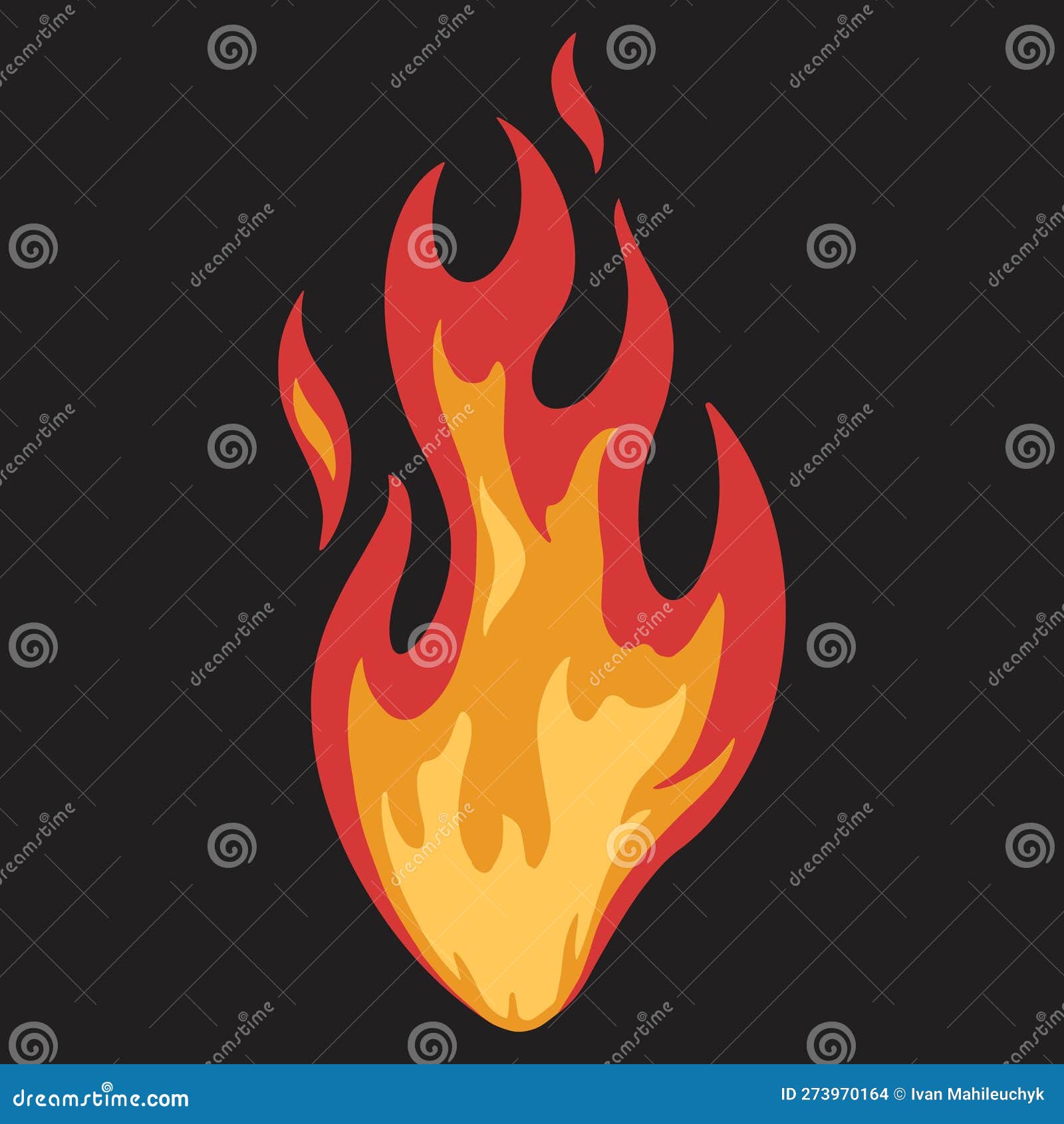 Torch Fire Flat Emblem Colorful Stock Vector Illustration of symbol