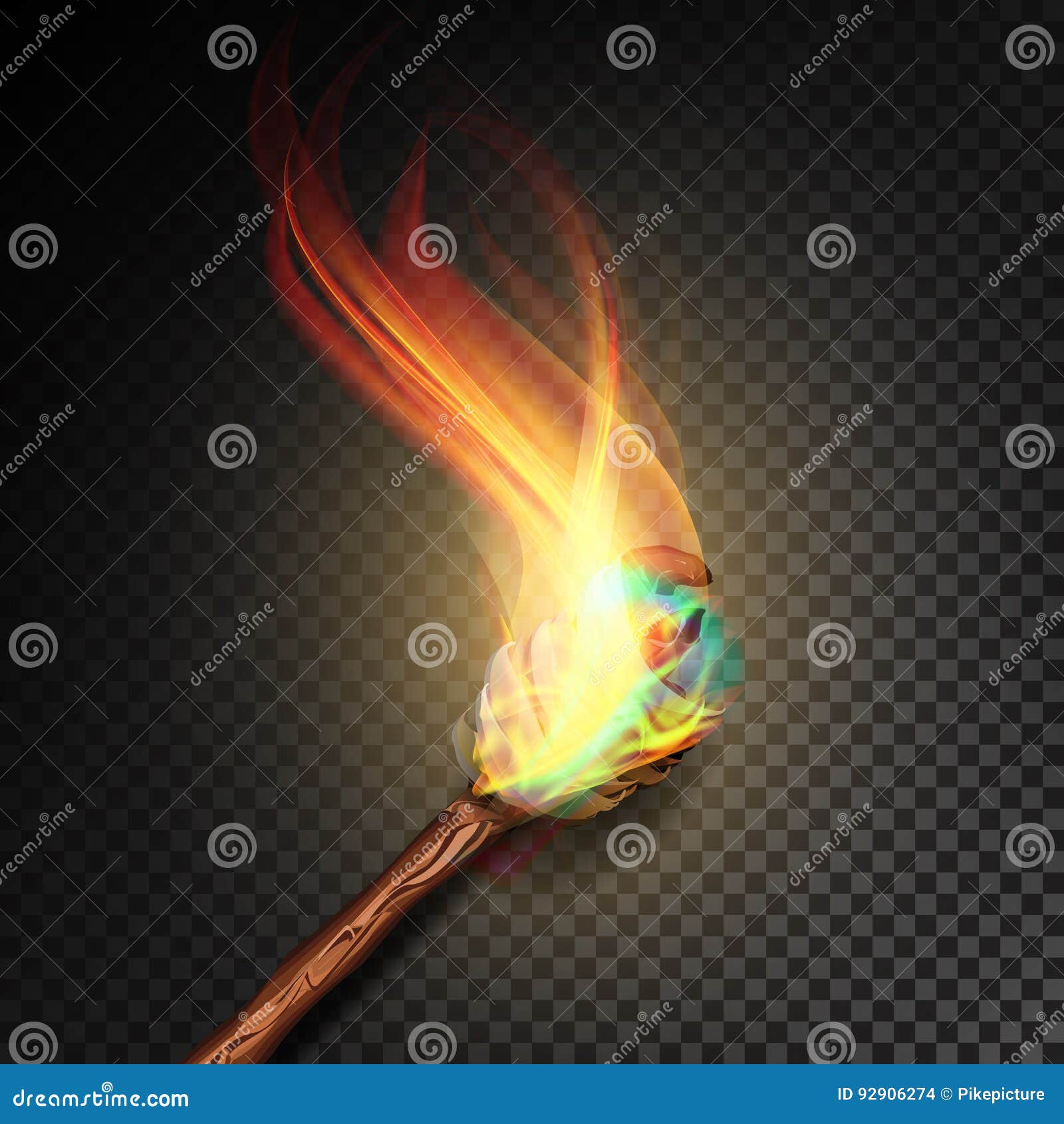 Torch with Flame. Realistic Fire. Realistic Fire Torch Isolated on  Transparent Background. Vector Illustration Stock Vector - Illustration of  competition, heat: 92906274