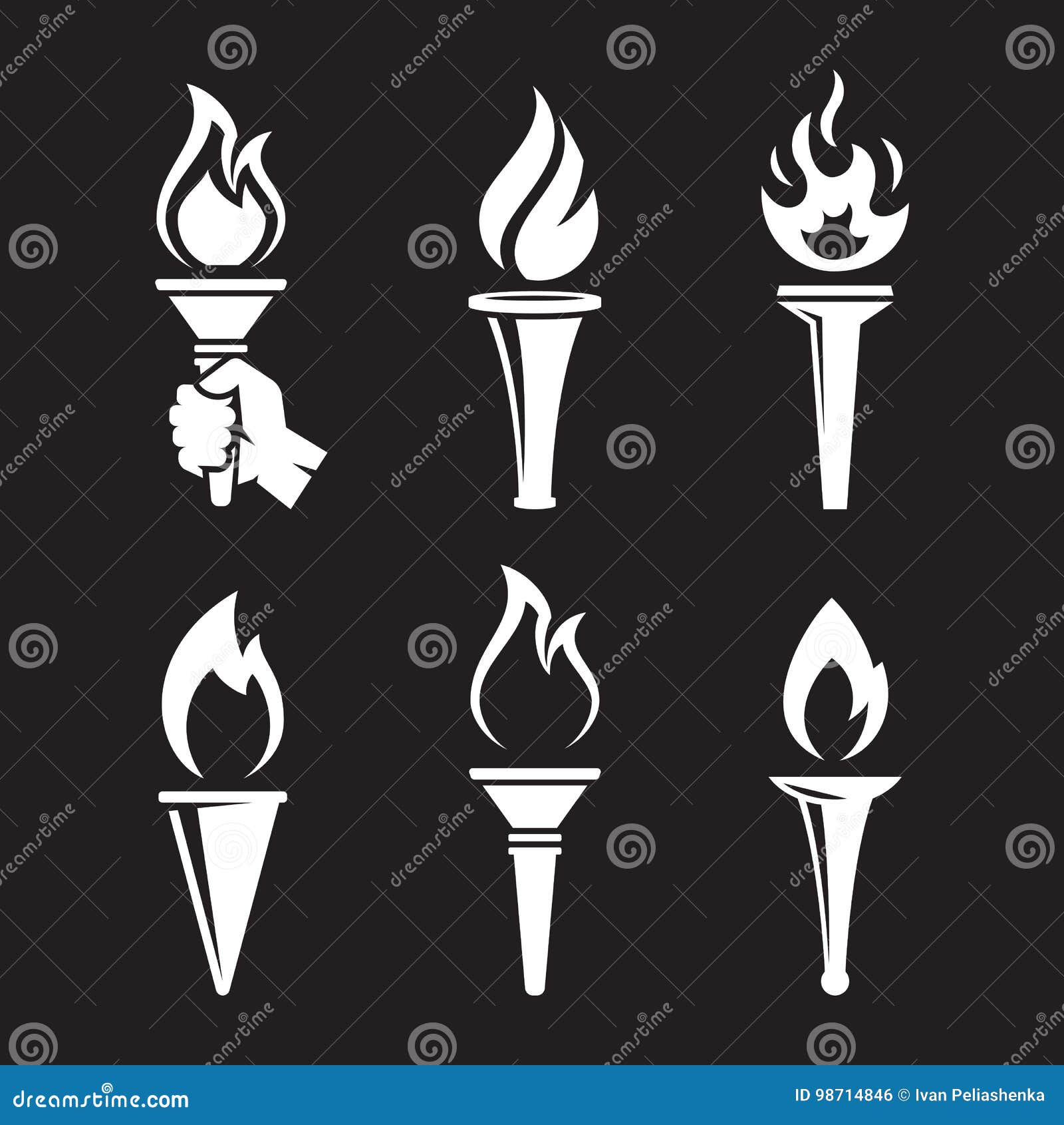 Torch icons set stock illustration. Illustration of competition - 98714846