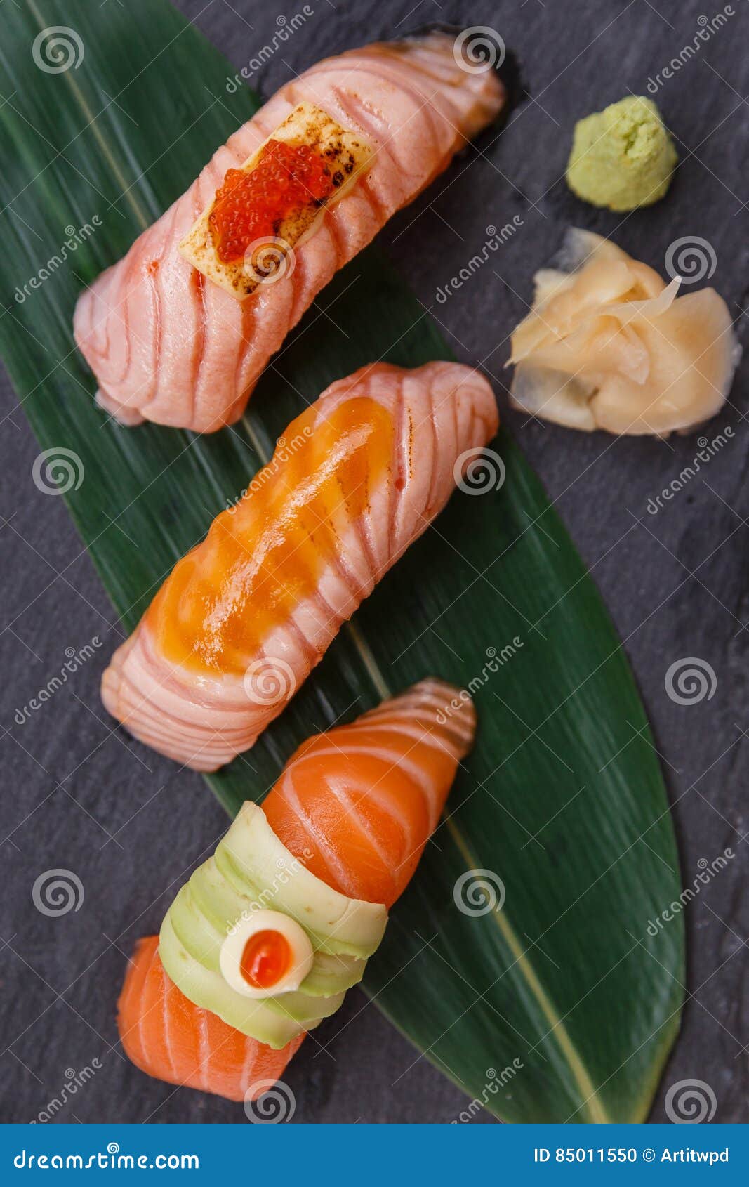 Cheesy aburi salmon nigiri
