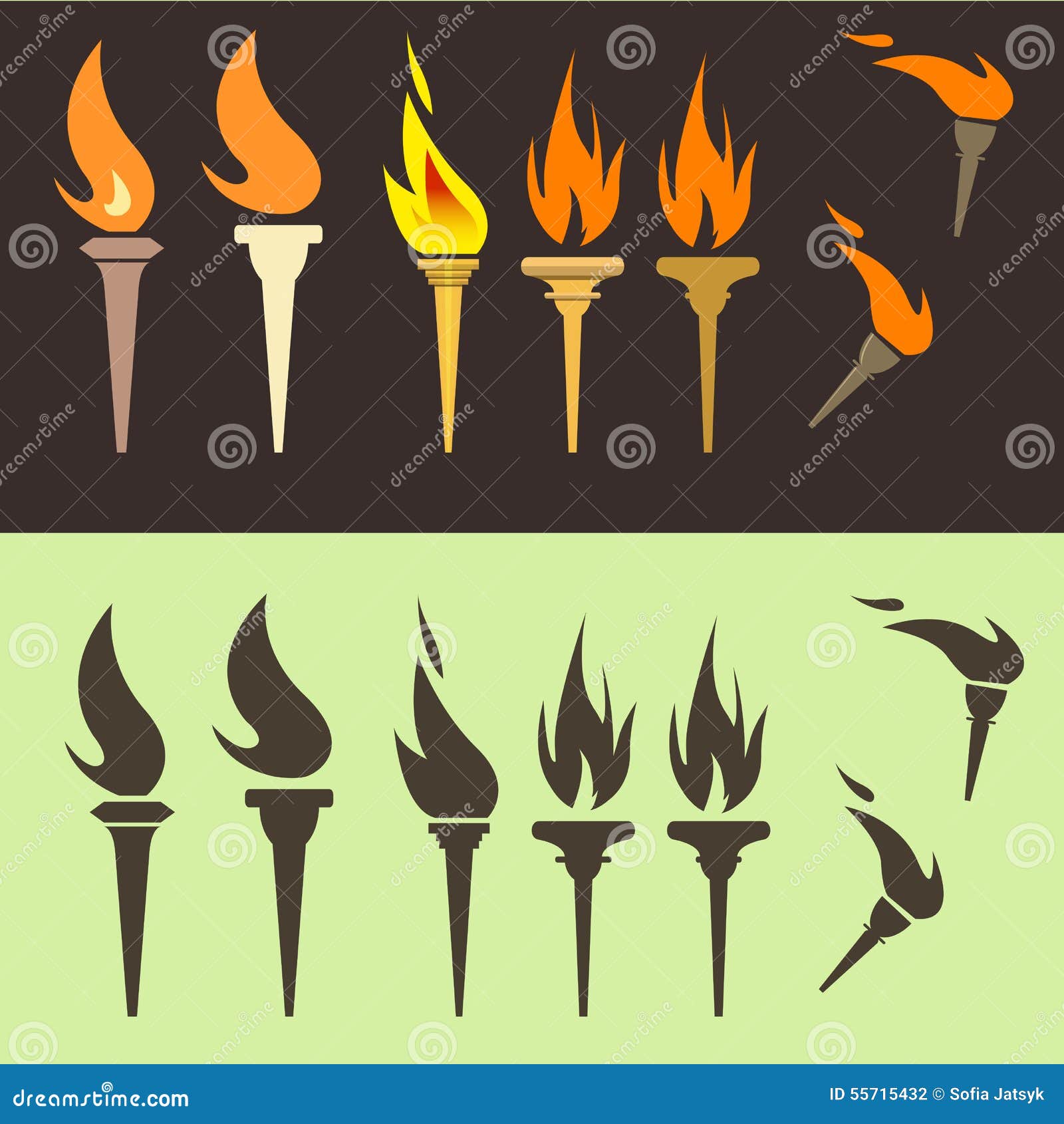Torches stock vector. Illustration of fire, background - 55715432