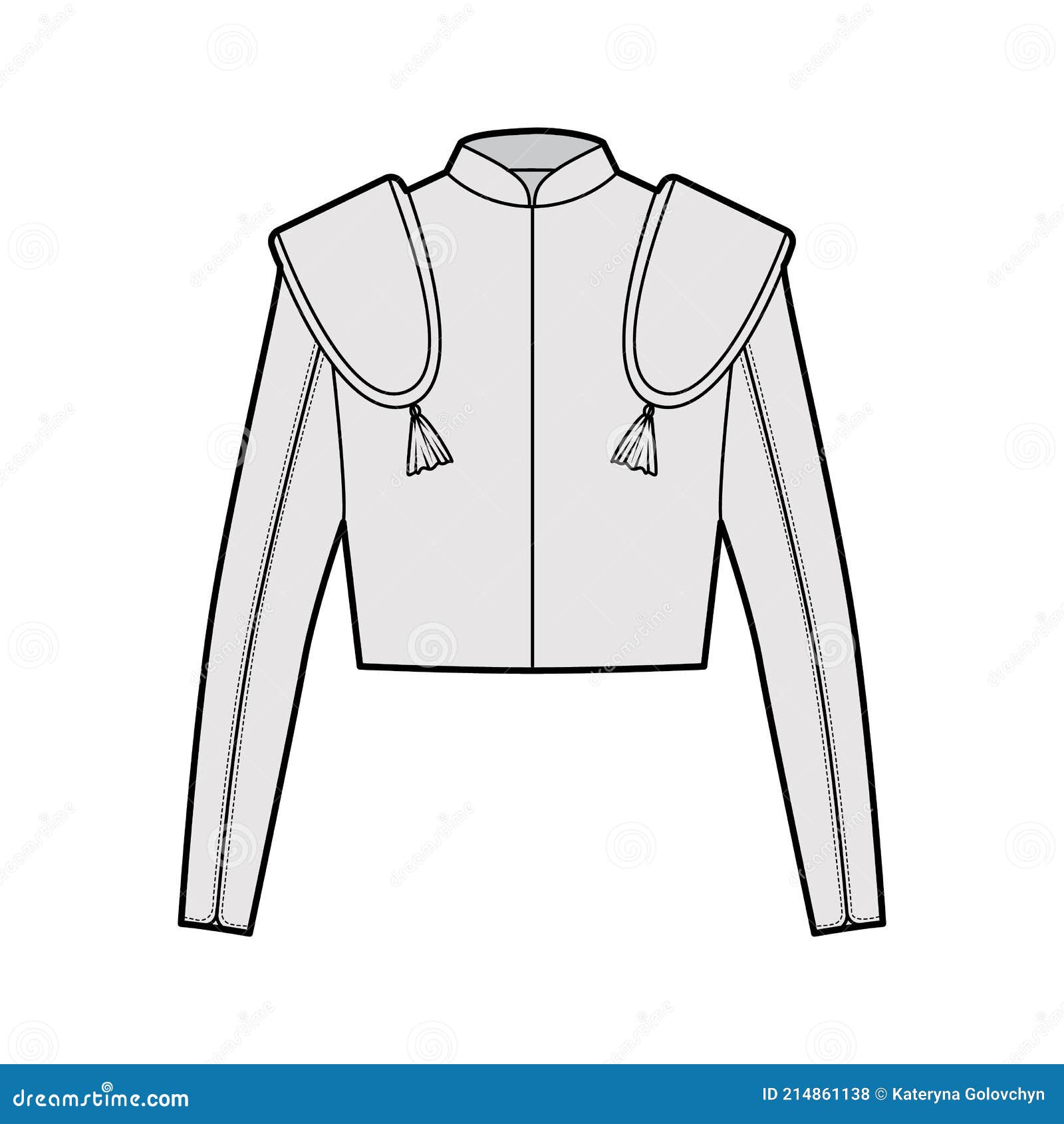 torero jacket matador technical fashion  with long sleeves, stand collar, waist length, embellish chaqueta