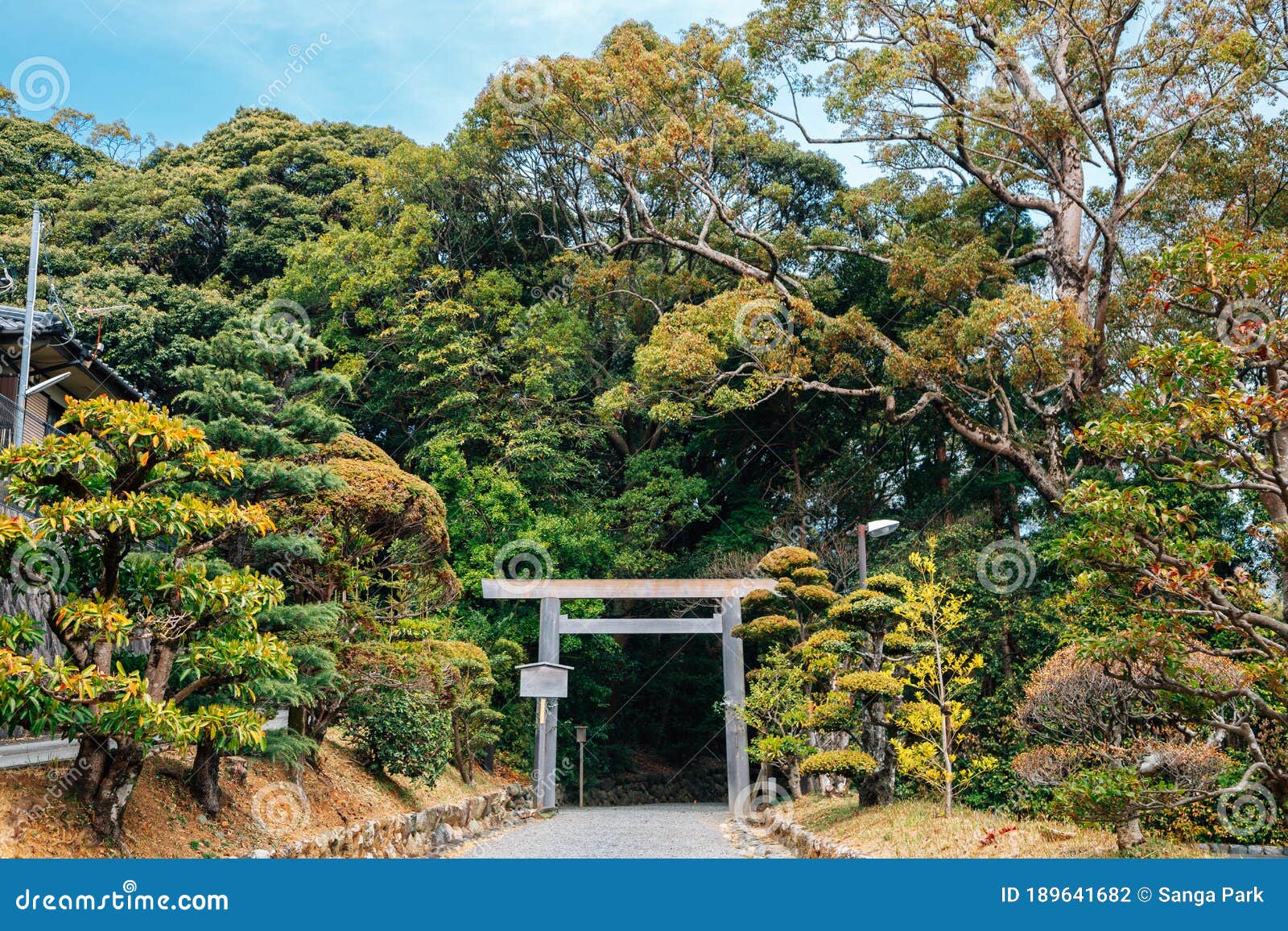 torii gate at tsukiyomi no miya, betsugu of ise shrine in mie, japan