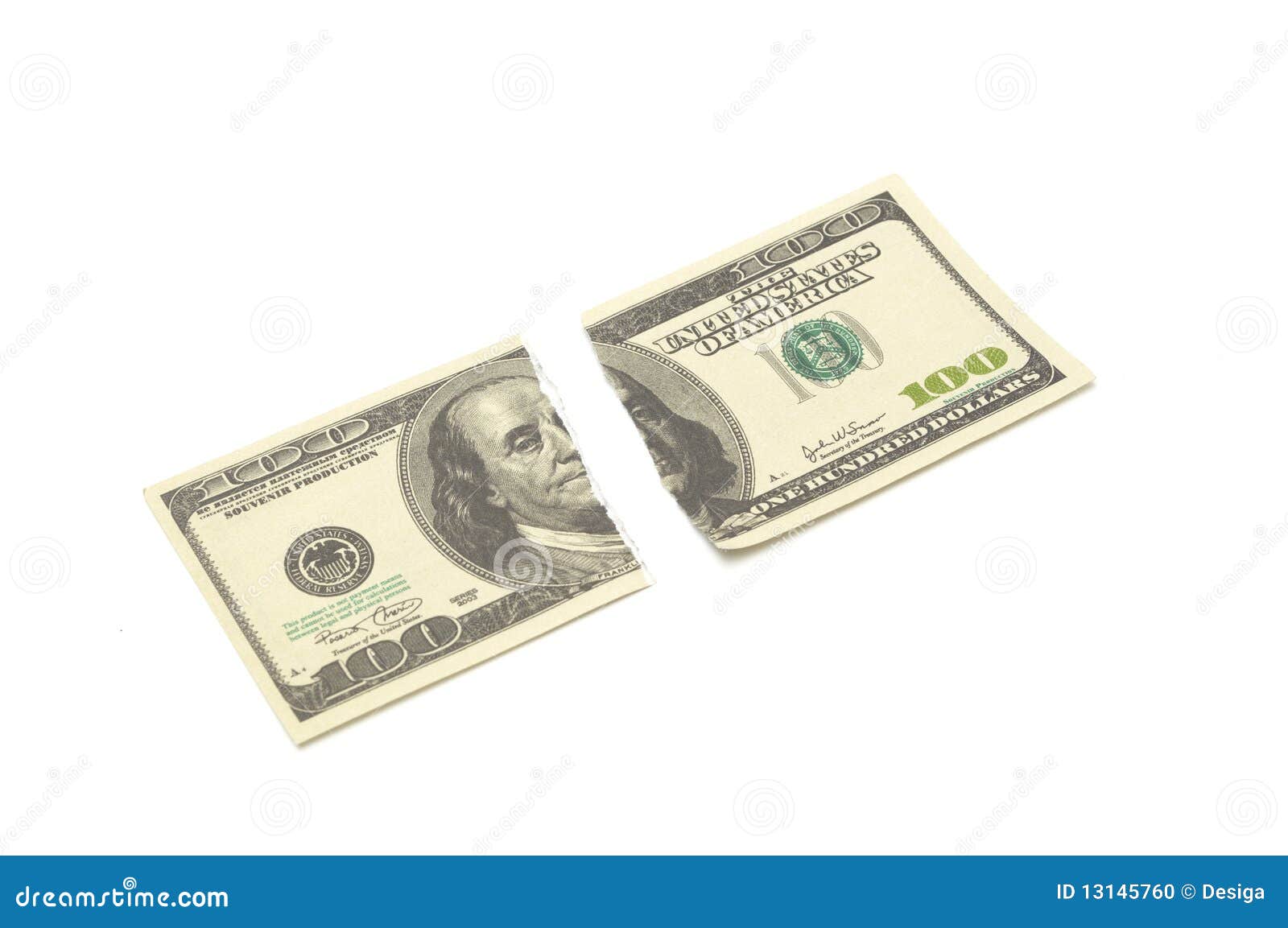 Torn 100 stock photo. Image of bank, finance, money 13145760
