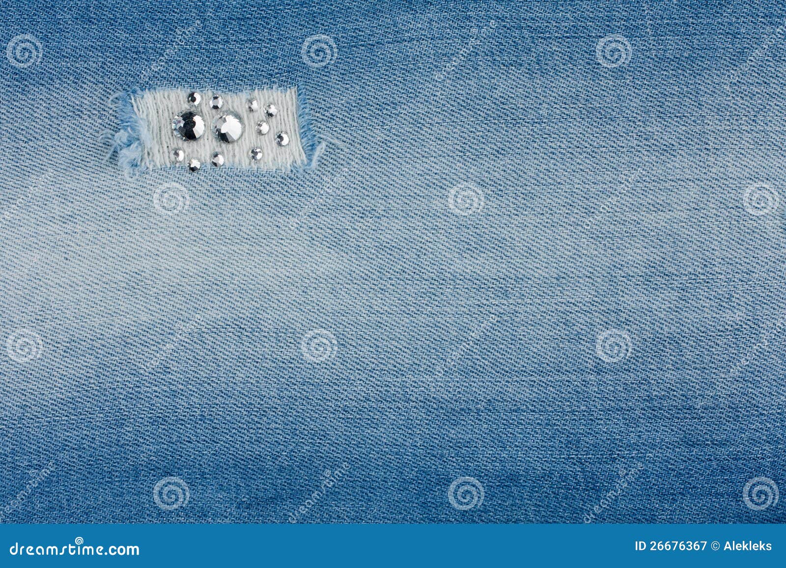 Lightblue Denim With Blue And Silver Rhinestones Stock Photo