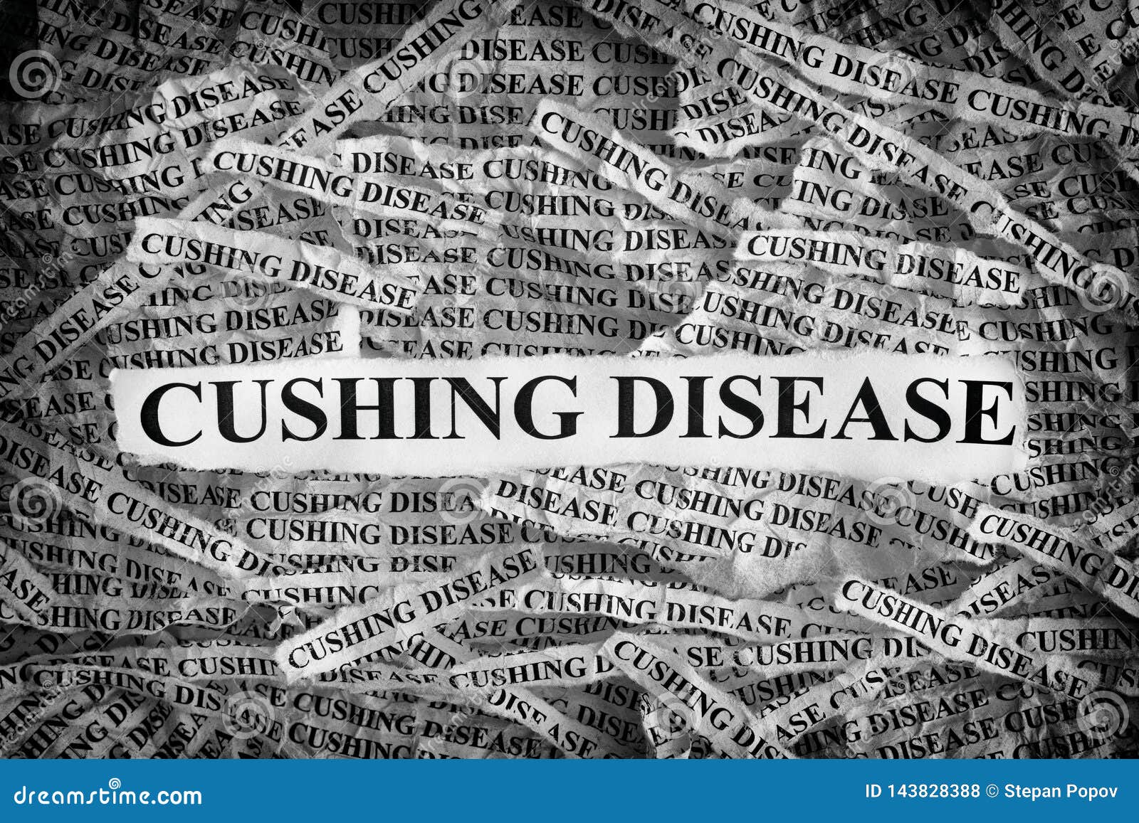 Torn Pieces of Paper with the Words Cushing Disease Stock Photo Image