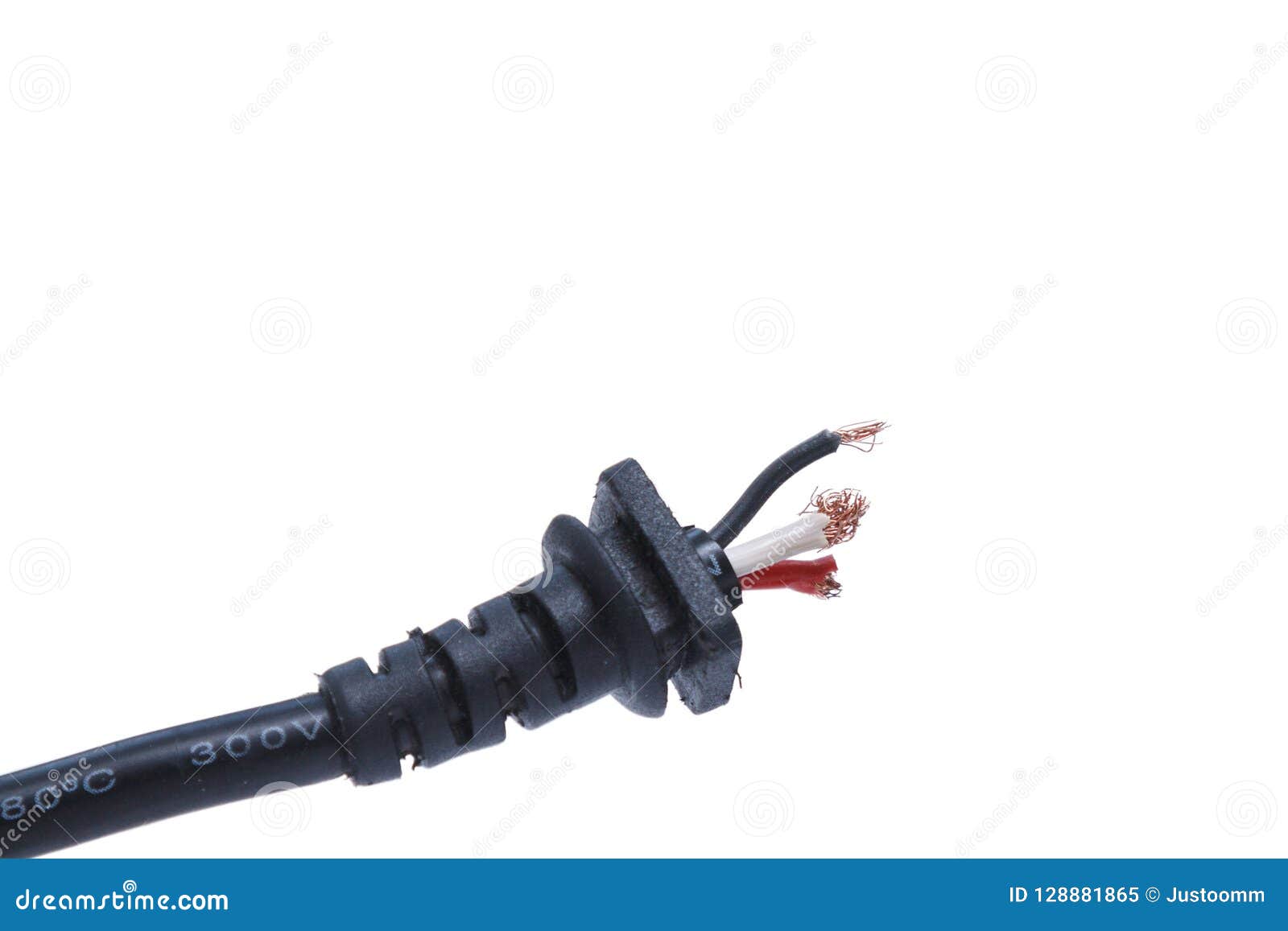 Torn Wires On Laptop Power Supply Is A Common Problem Stock Image