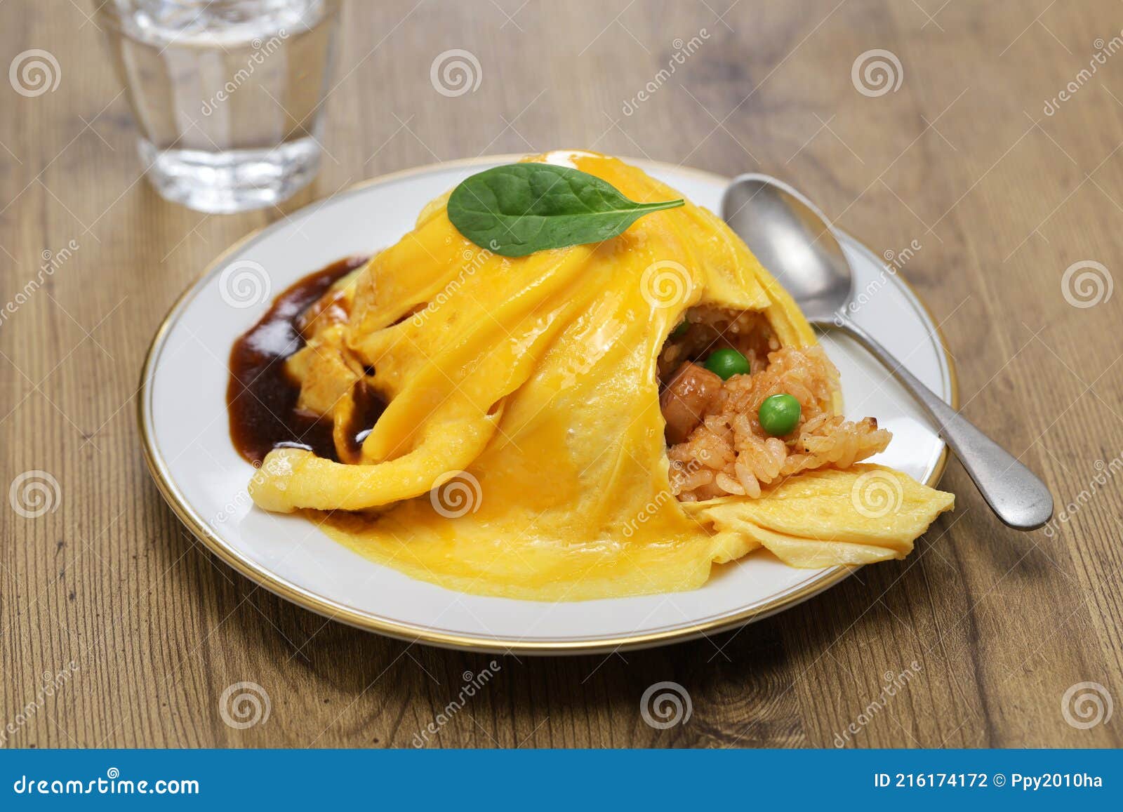 Tornado omelette rice stock photo. Image of fried, gravy 216174172