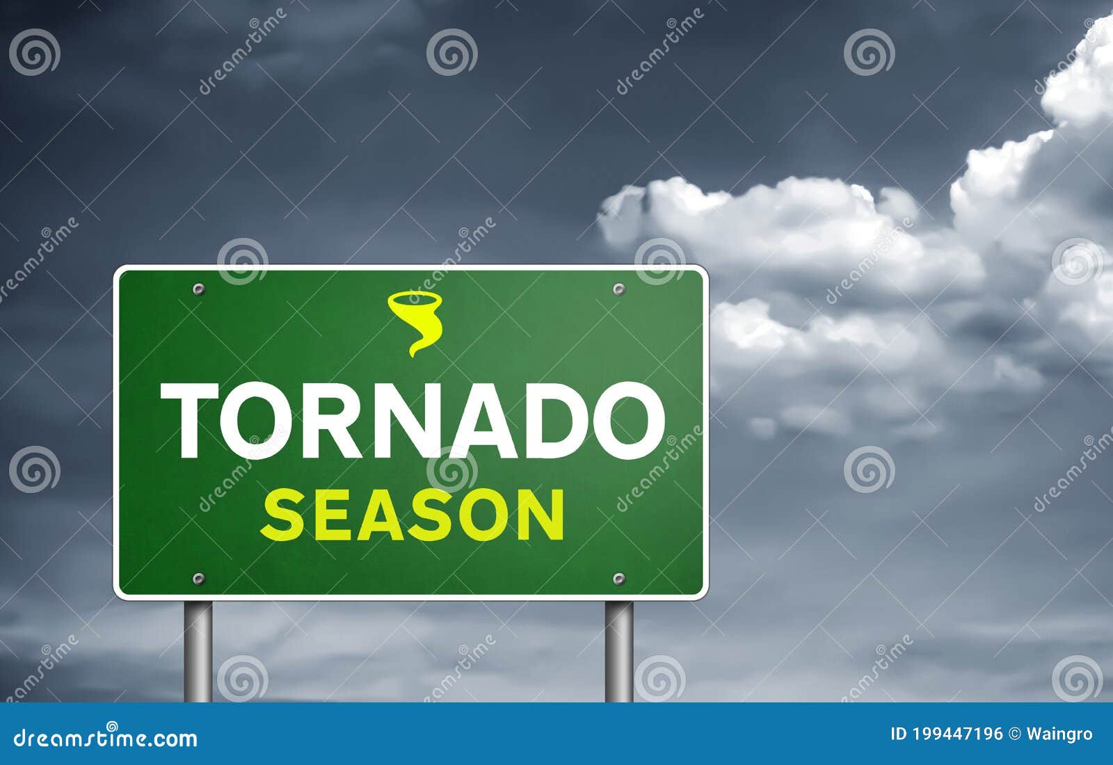 Tornado season road s ign stock illustration. Illustration of forecast