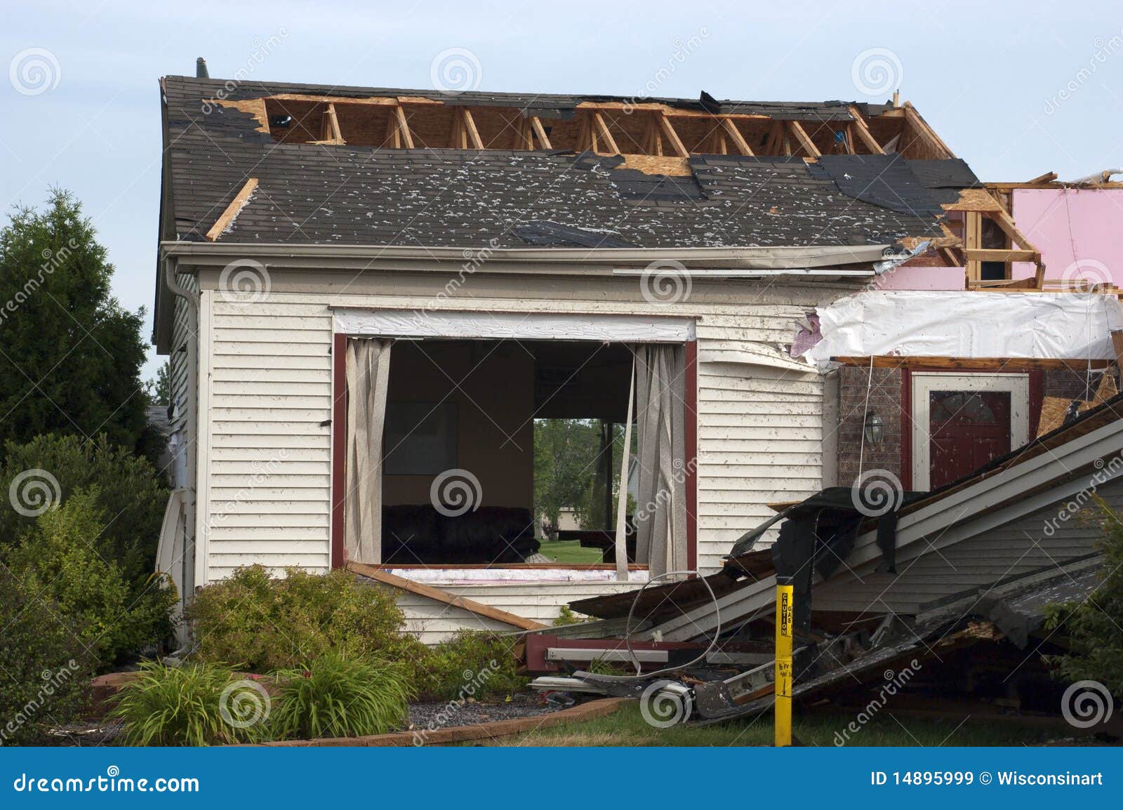 Tornado Storm Damage House Home Destroyed By Wind Stock Image Image