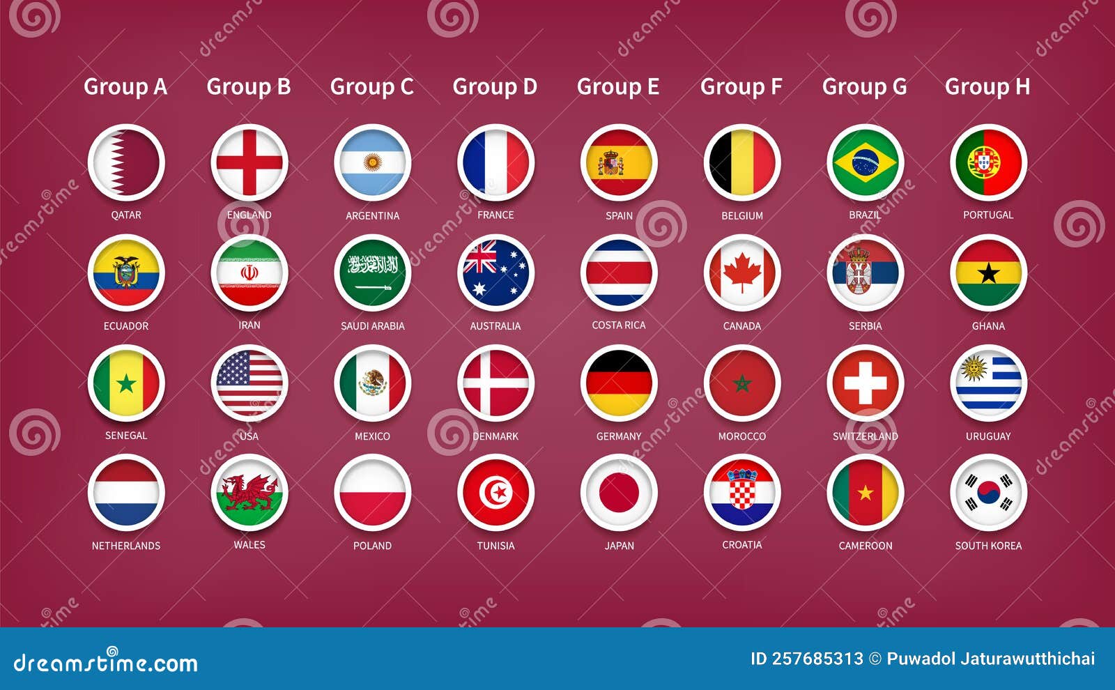 Torneio Mundial Do Qatar 2022 32 Equipes De Desenhadores Finais