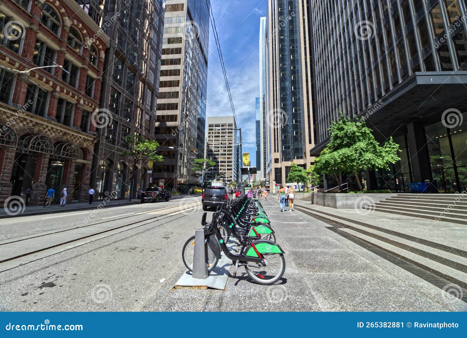 Toronto, Canada, Aug 5, 2022. Bikes for Rent in Downtown Core Editorial