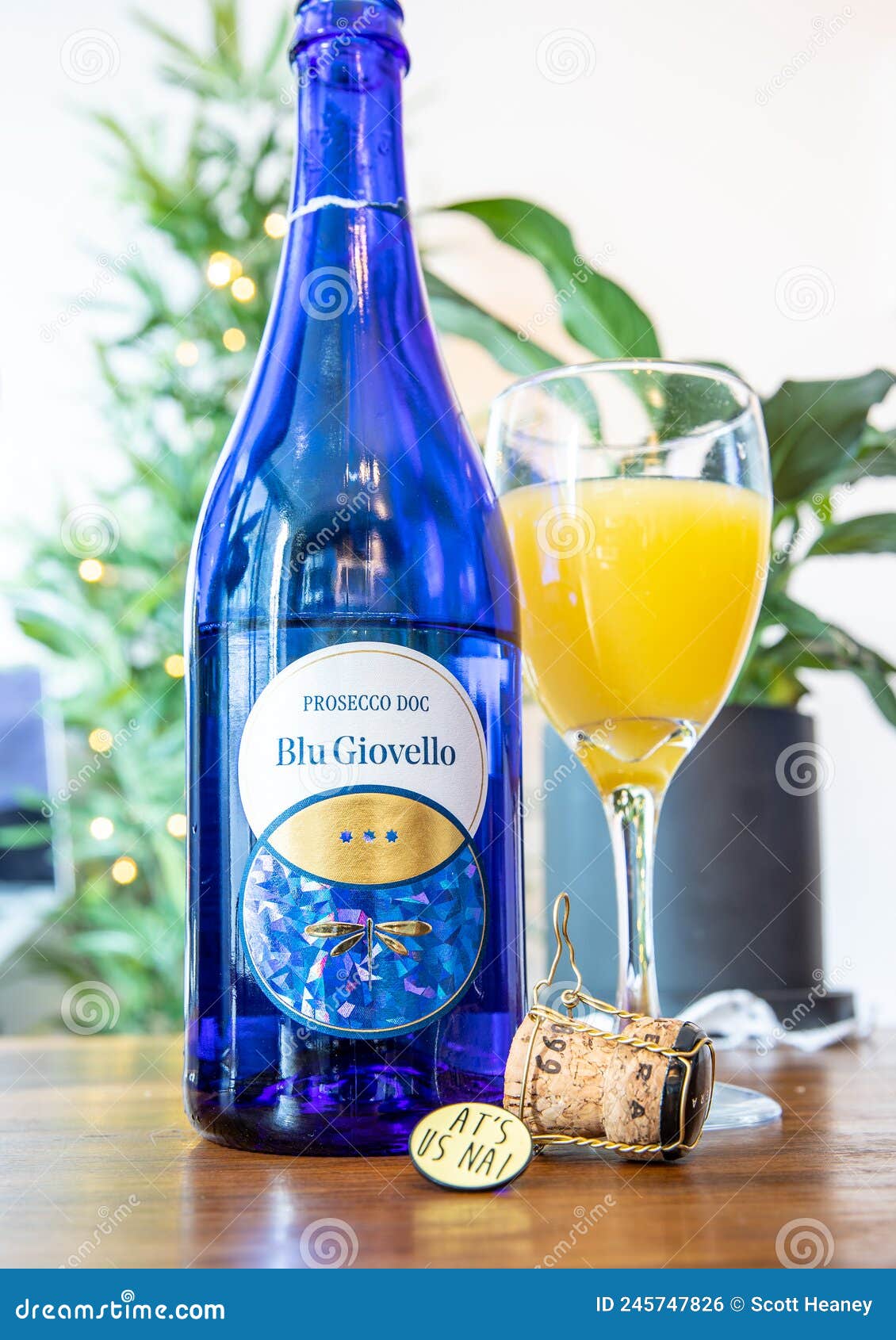 Mimosa Next To A Bottle Of Blu Giovello Prosecco, Brightly Lit Modern ...