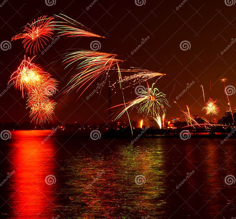 Toronto fireworks stock image. Image of city, glowing 2508959