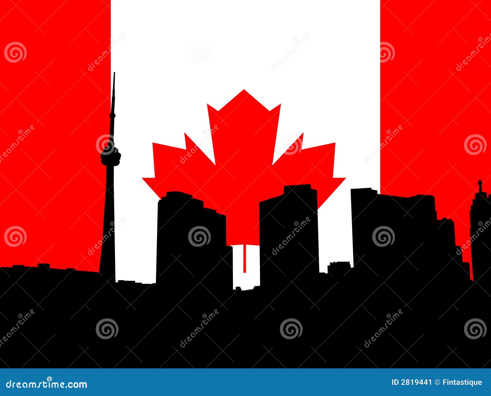Toronto with flag stock vector. Illustration of skyline 2819441