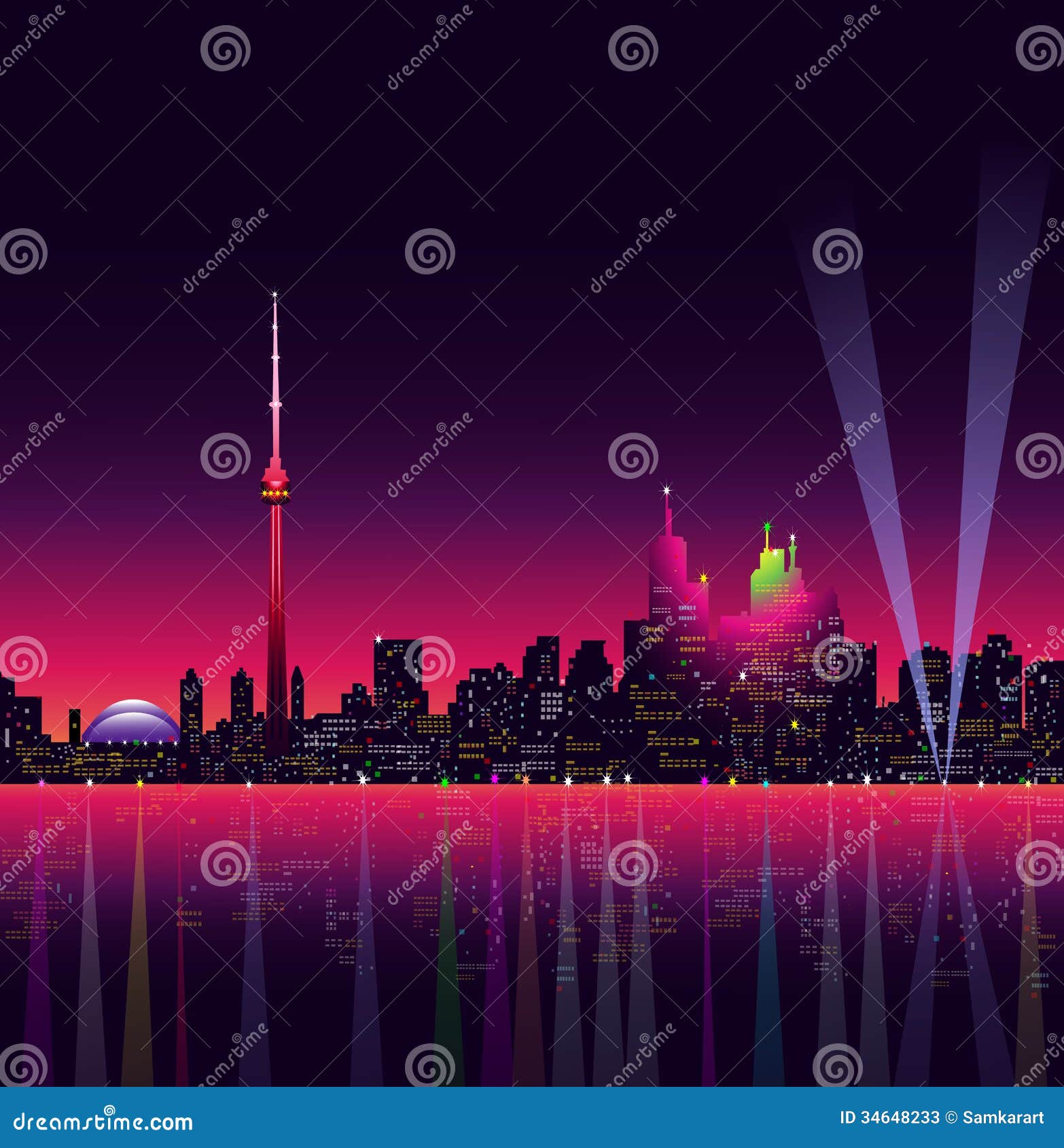 Toronto At Night Vector Illustration Stock Vector Illustration Of Toronto At Night Vector Illustration Stock Vector Illustration Of