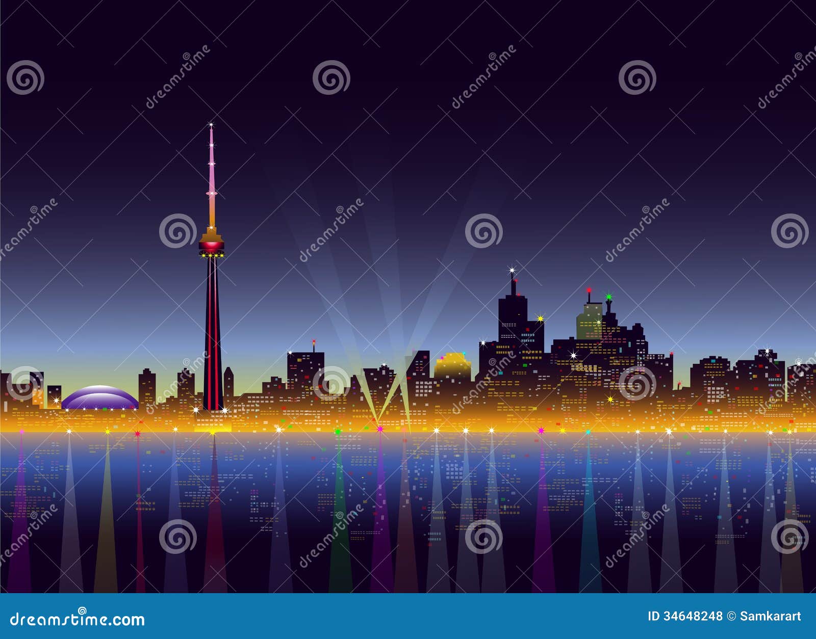 Toronto At Night Vector Illustration Stock Vector Illustration Of Toronto At Night Vector Illustration Stock Vector Illustration Of