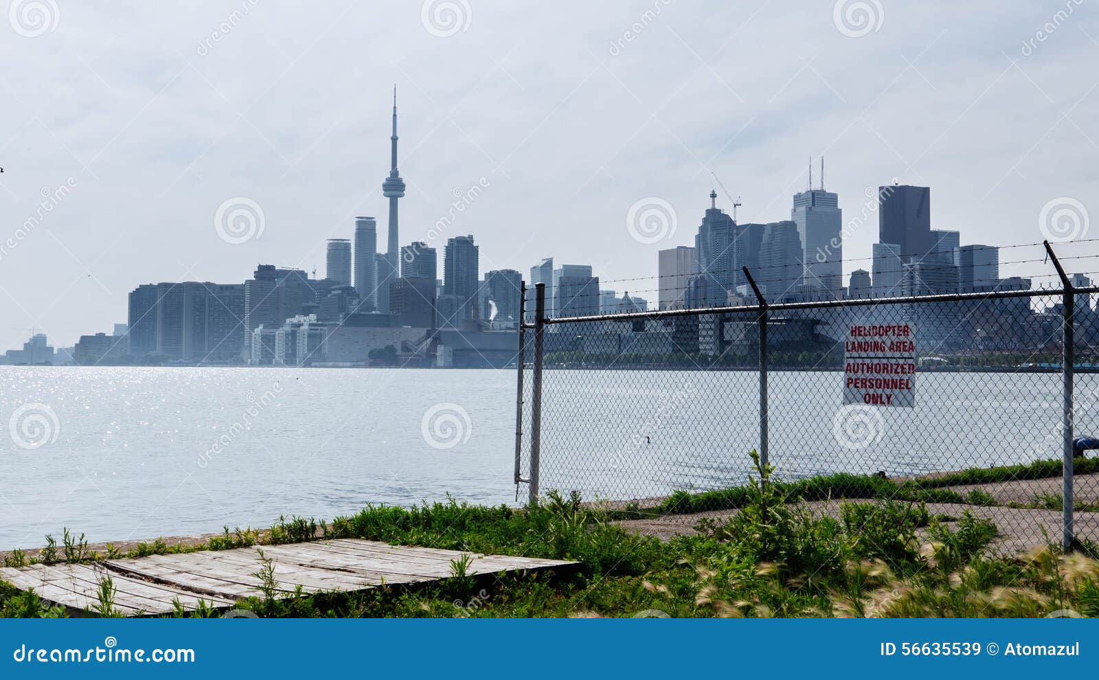 toronto skyline from the ports hazy