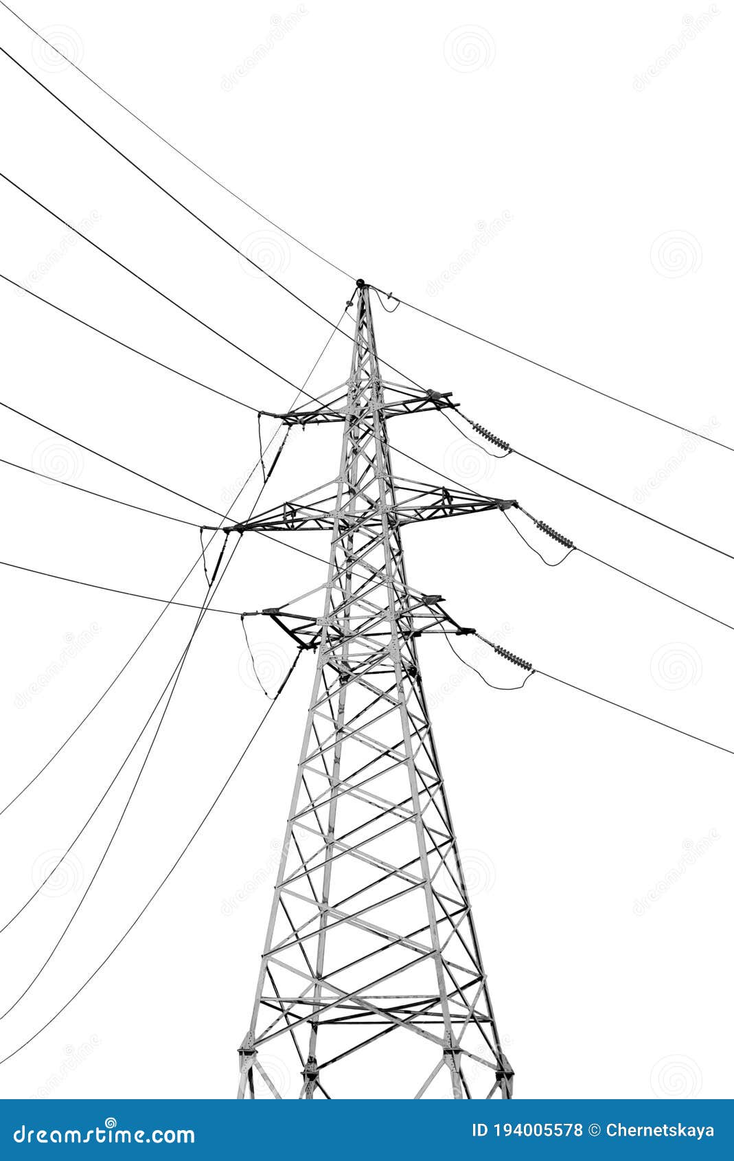 Torre De Alta Tensión Aislada. Transmisión De Energía Eléctrica Foto de  archivo - Imagen de metal, cable: 194005578