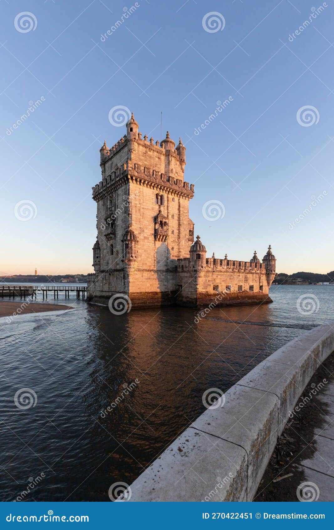 torre de belÃ©m on the banks of the tagus, historic watchtower in the sunset