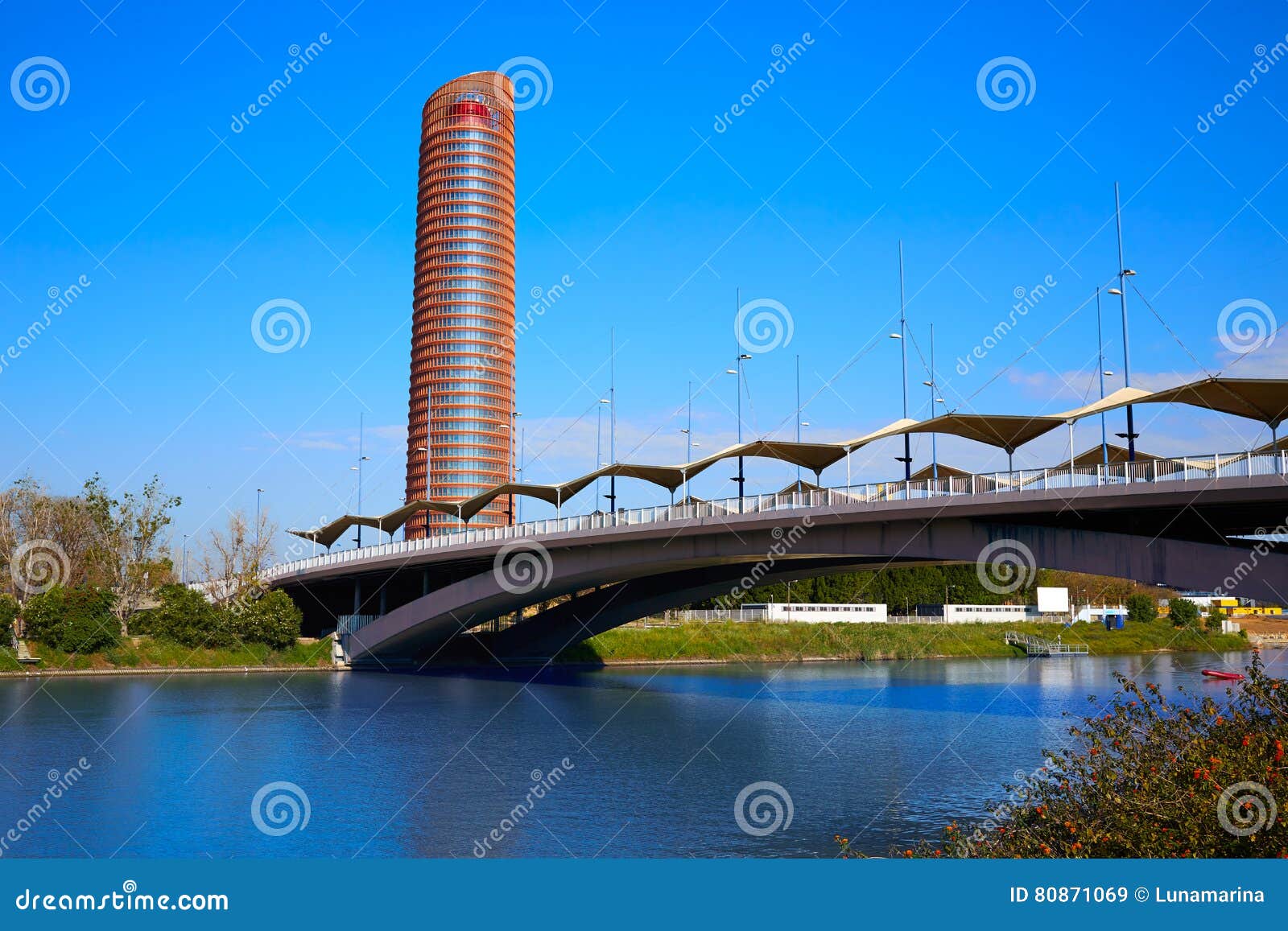 torre de sevilla and puente cachorro seville