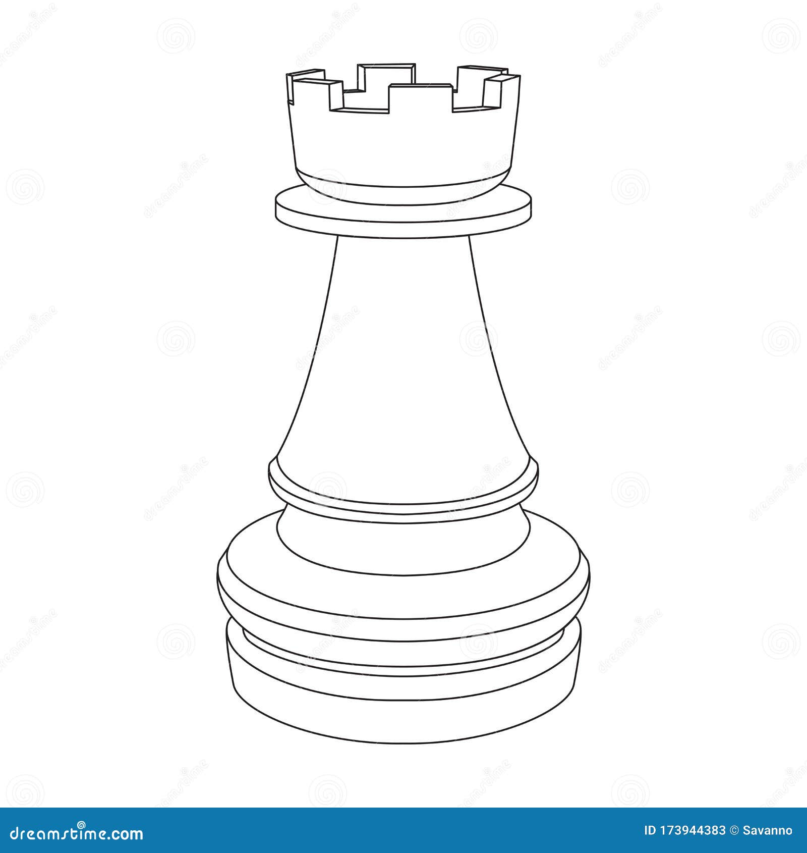 Vector único desenho ilustração figura de xadrez de torre branca