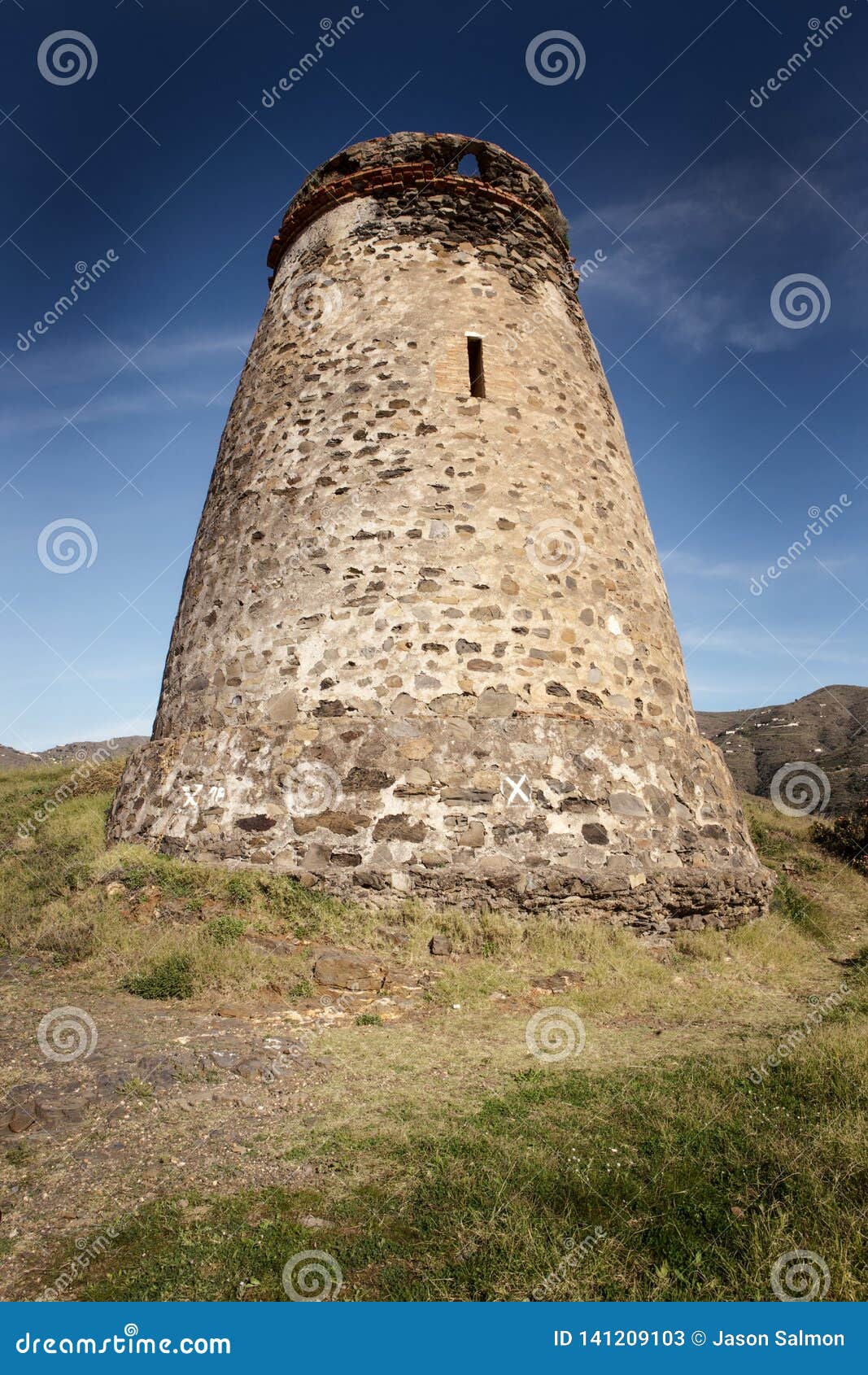 Old Stone Watchtower in Almunecar Spain Stock Image - Image of outdoor ...
