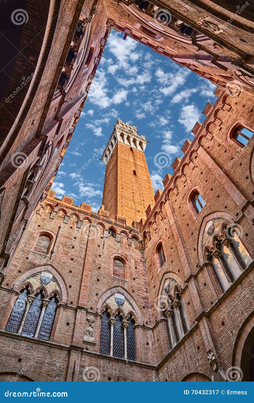 torre del mangia view from the palazzo pubblico in siena, tuscan