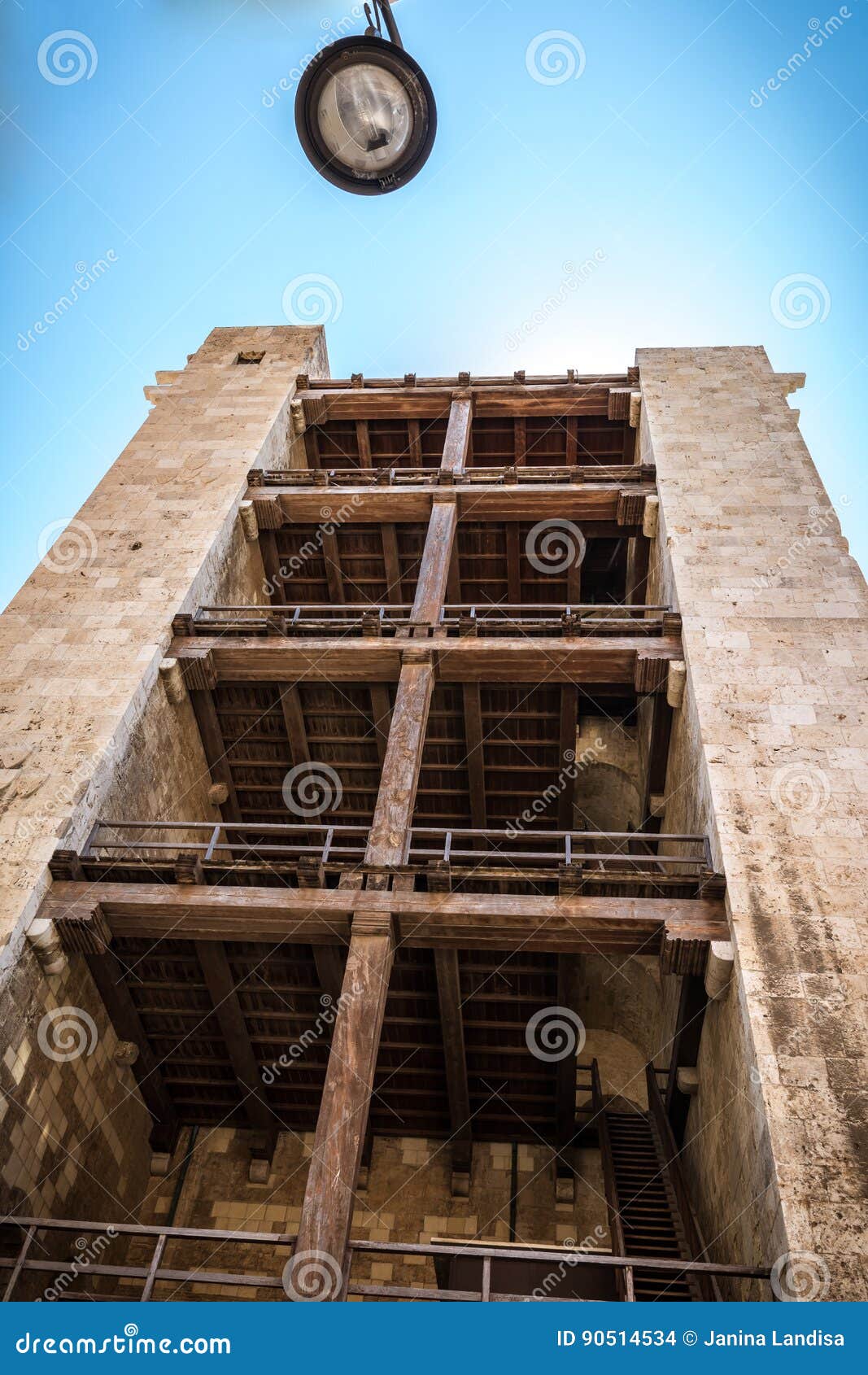 torre dell`elefante at cagliari, sardinia from below